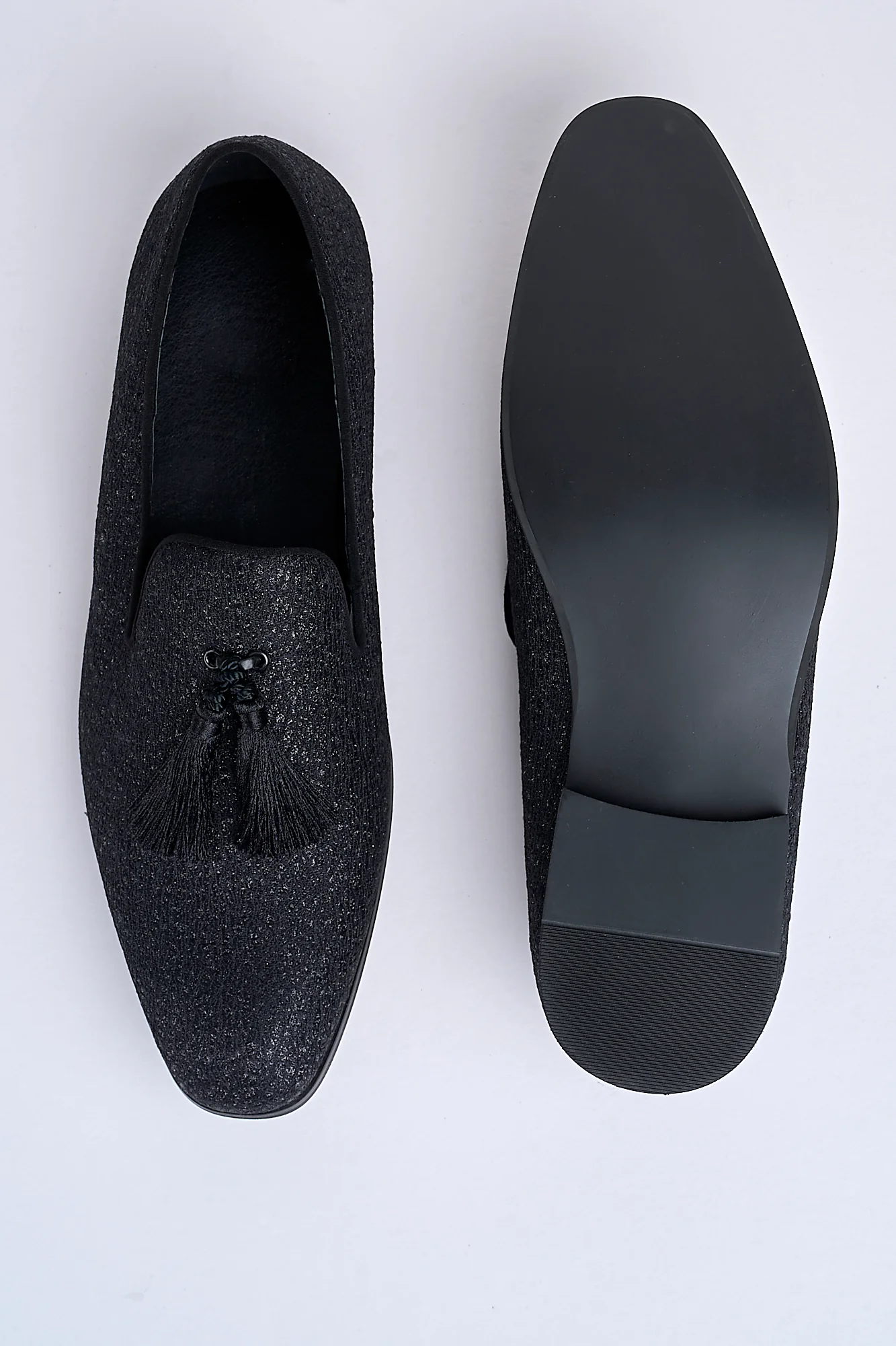 Alessandro Shimmer Tassel Loafers – Midnight Onyx - Image 5