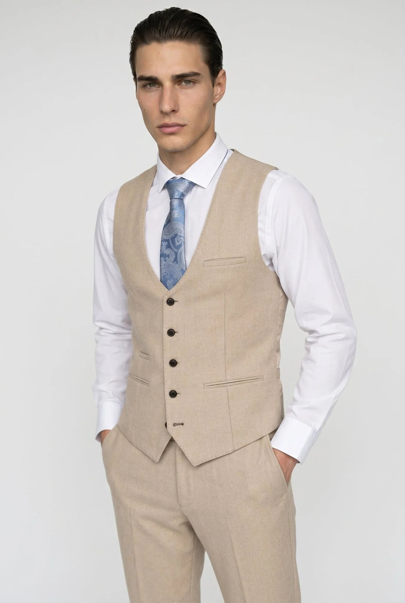 Archie - Stone Tweed Three Piece Suit - Image 9
