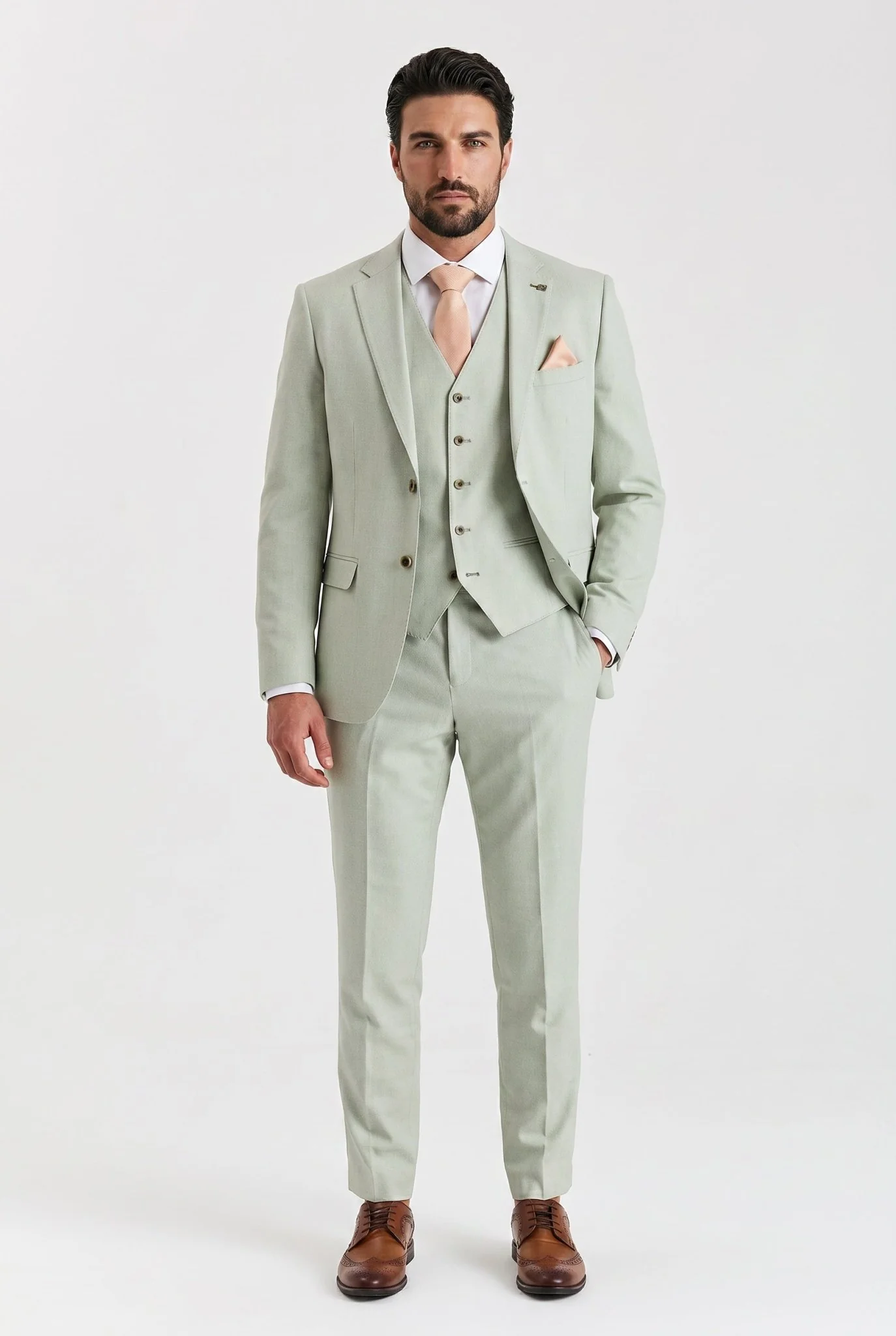 Belmont Sage Men's Three Piece Suit - Image 2