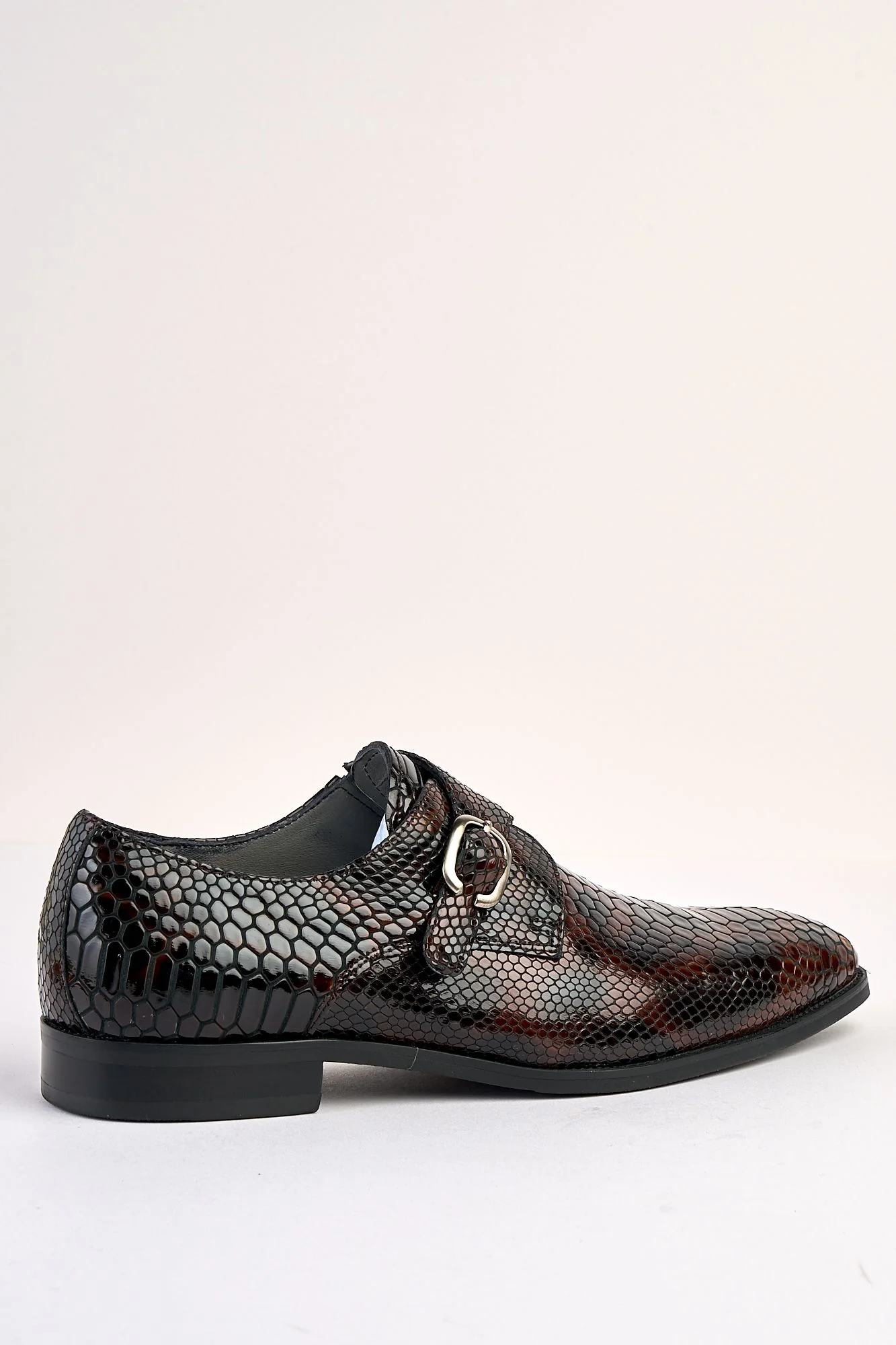 Saviano Coffee Crocodile-Pattern Monk Shoe - Image 2