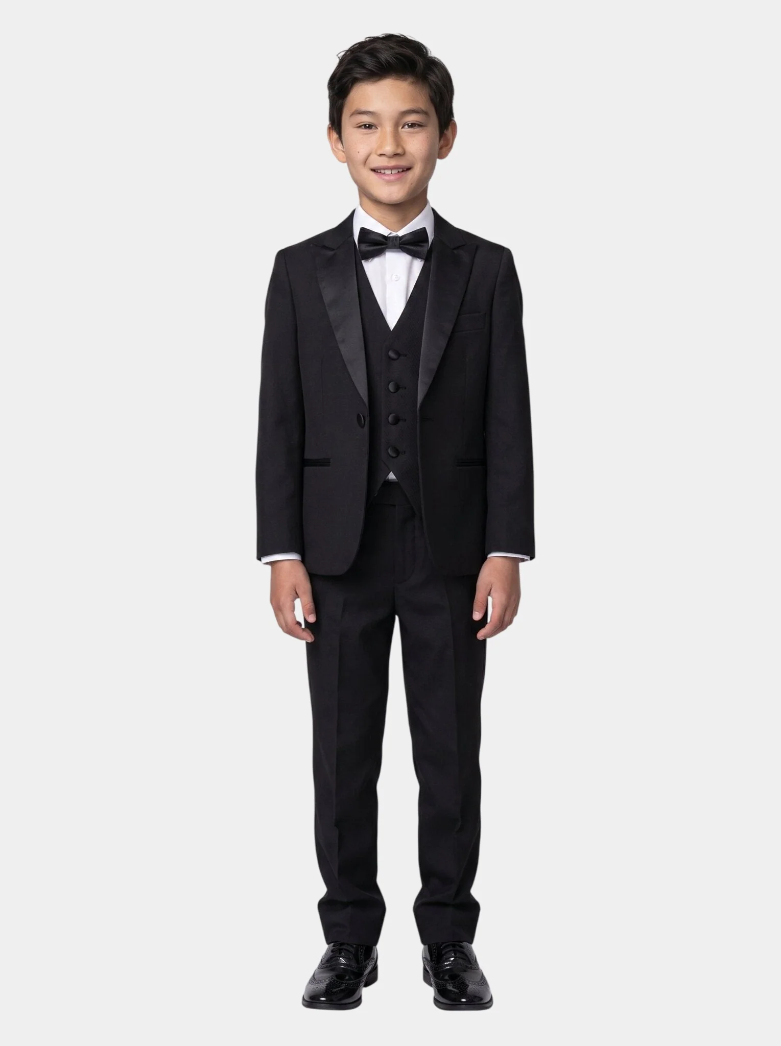 DALTON - Black Tux Lapel Diamond Three Piece Suit