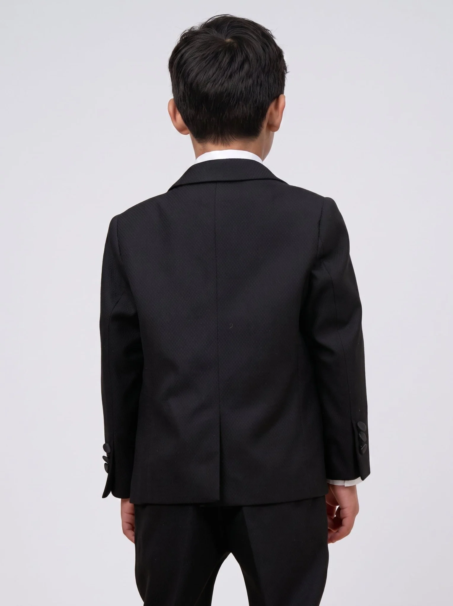 DALTON - Black Tux Lapel Diamond Three Piece Suit - Image 3