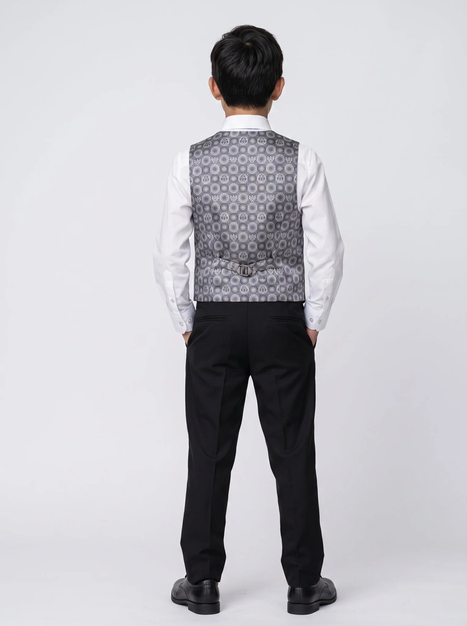 DALTON - Black Tux Lapel Diamond Three Piece Suit - Image 6