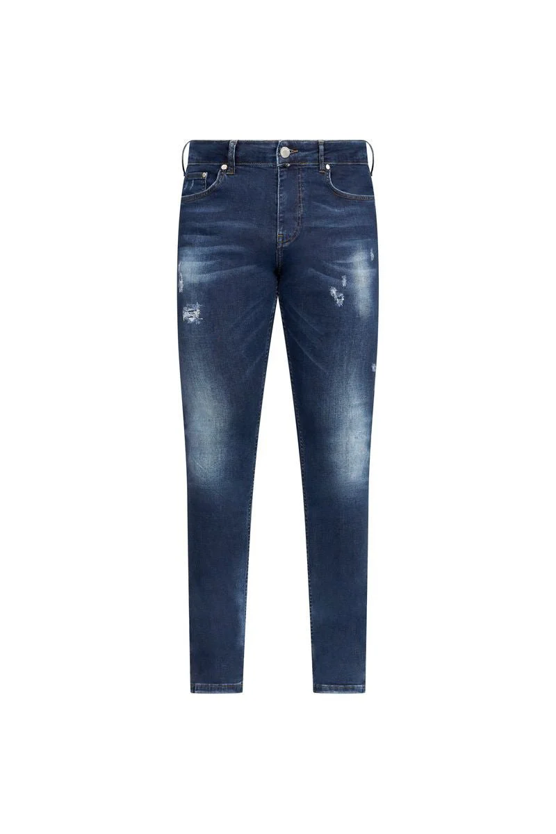 Dark Blue Distressed Jeans
