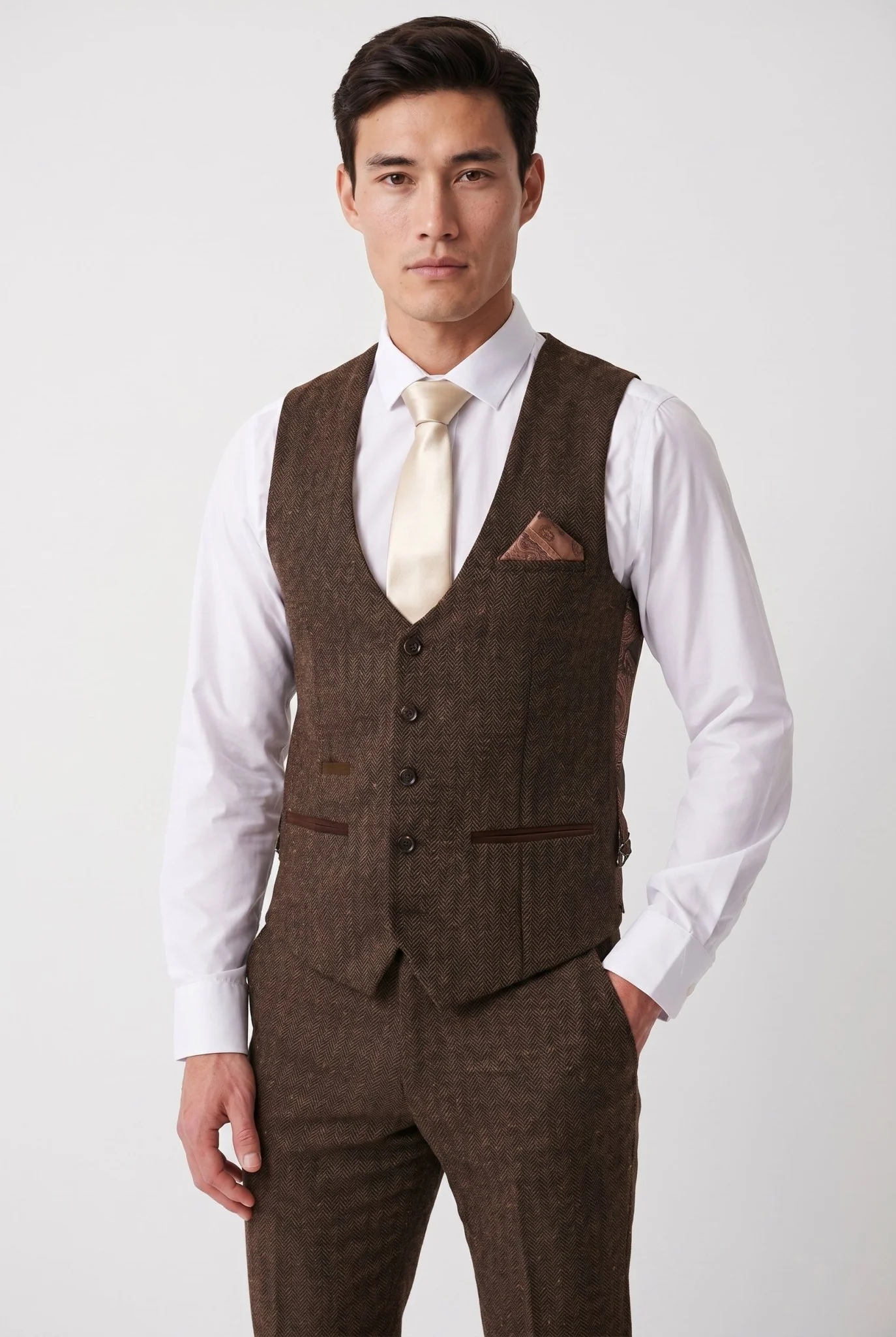 Dean - Brown Tweed Three Piece Suit - Image 11