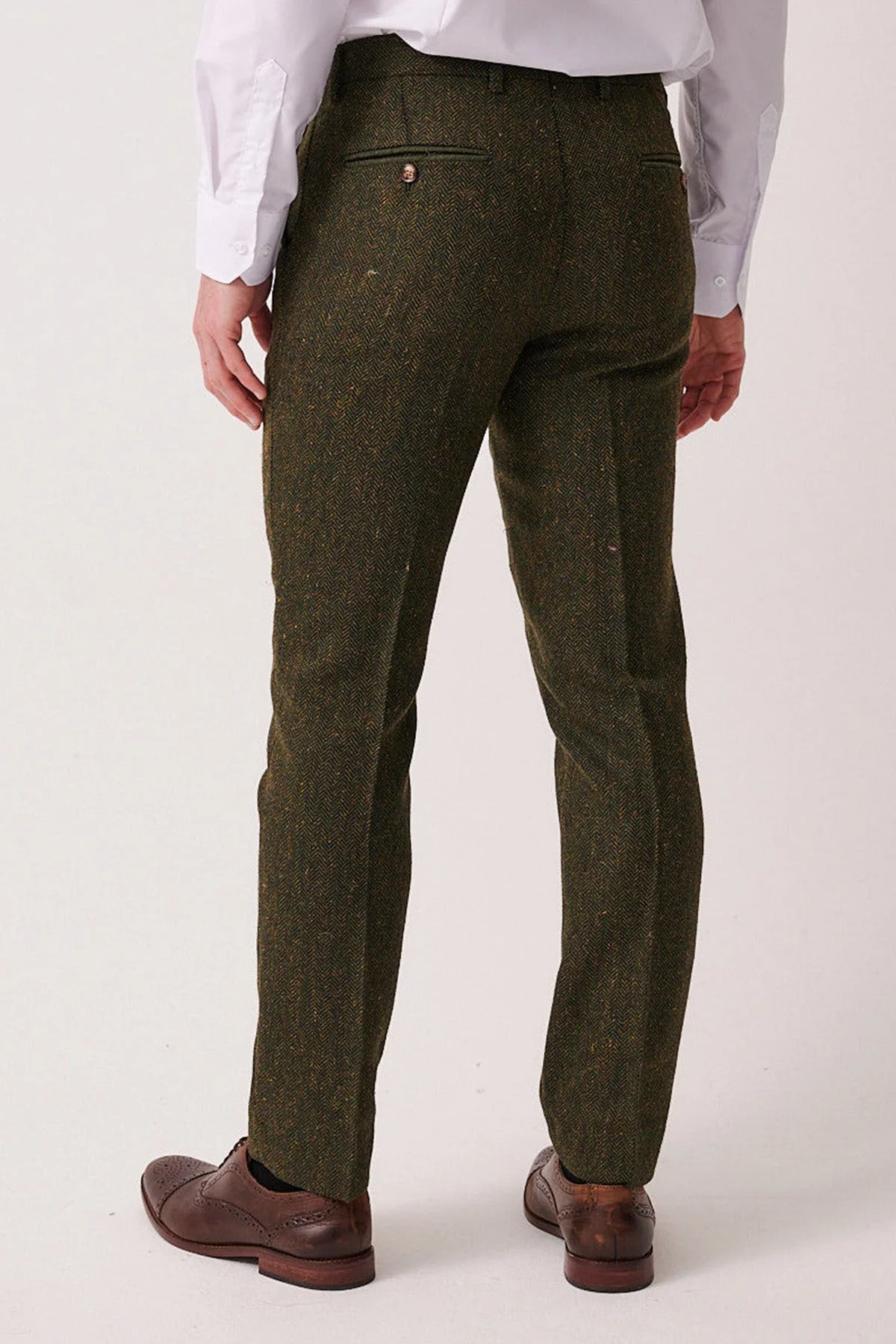 Dean - Olive Tweed Three Piece Suit - Image 10
