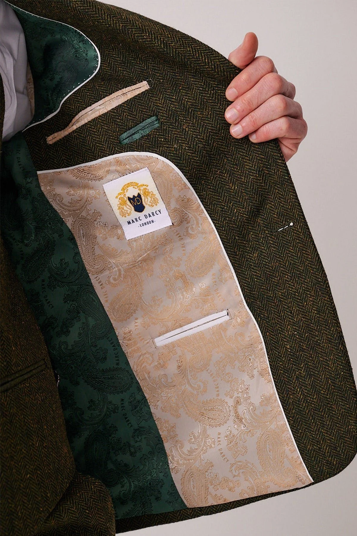 Dean - Olive Tweed Three Piece Suit - Image 6