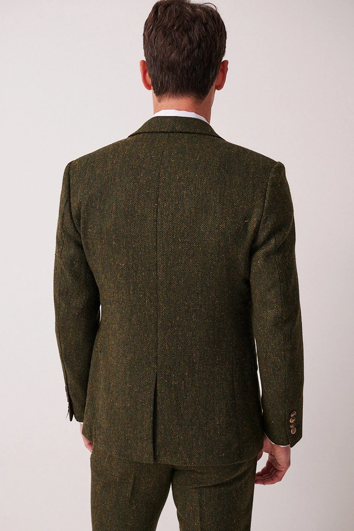 Dean - Olive Tweed Three Piece Suit - Image 7