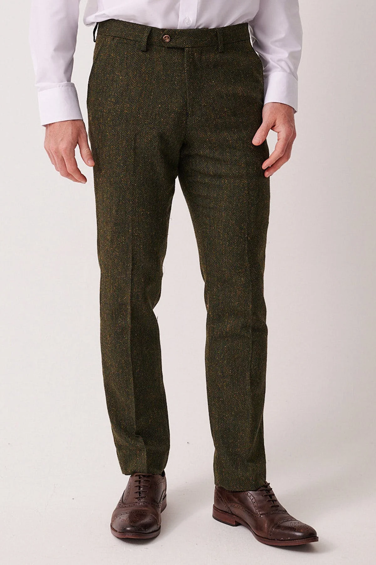 Dean - Olive Tweed Three Piece Suit - Image 9