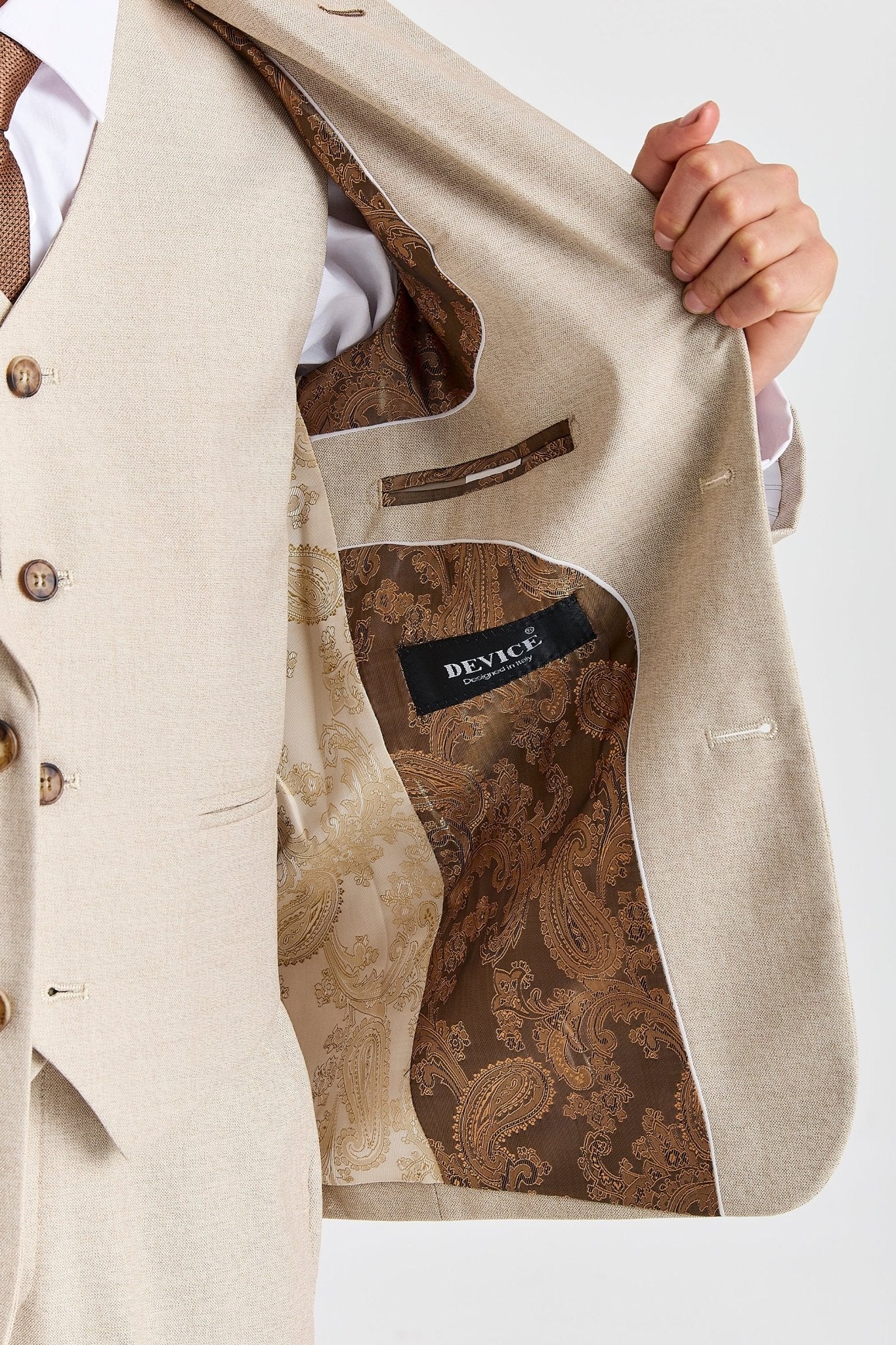 Device - Boy's Belmont Beige Three Piece Suit - Image 3