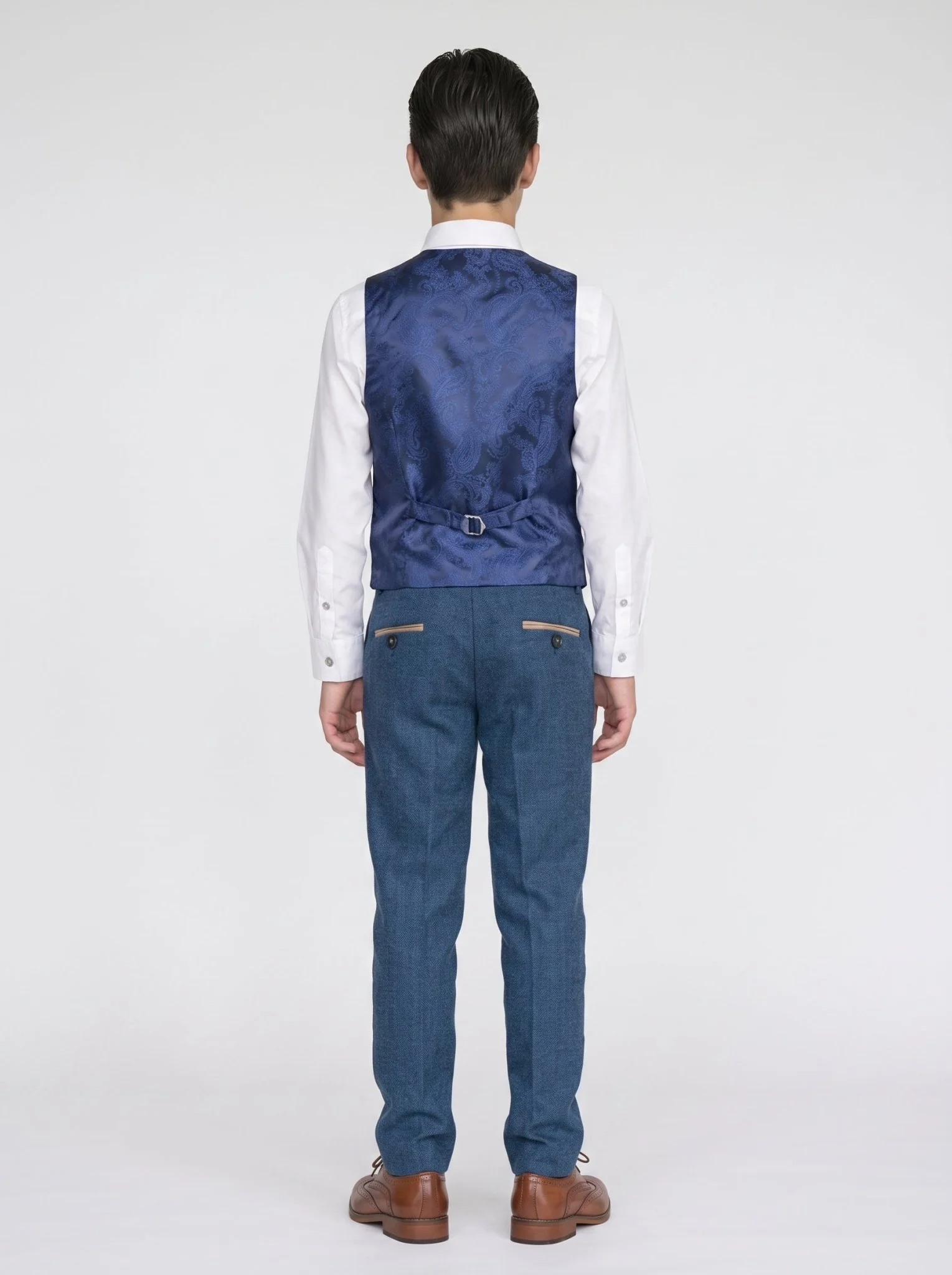 DION - Blue Tweed Check Three Piece Suit - Image 3