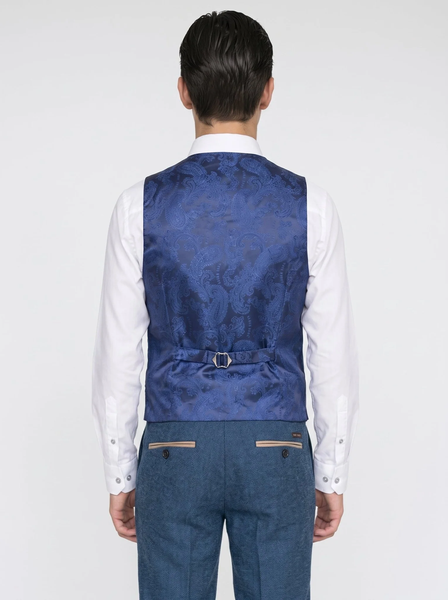 DION - Blue Tweed Check Three Piece Suit - Image 5