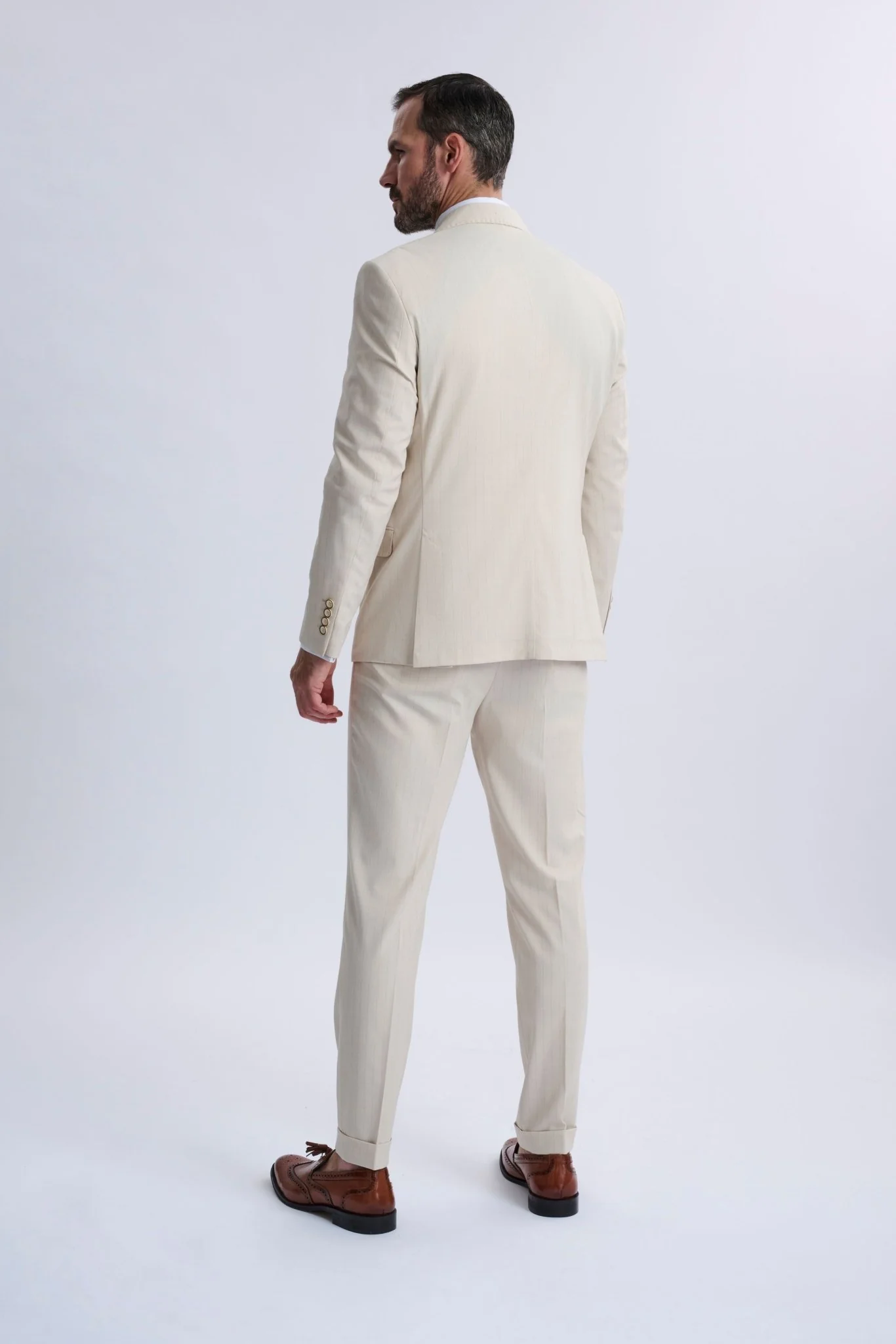 Fabrizio Beige Pinstripe Double-Breasted Suit - Image 2