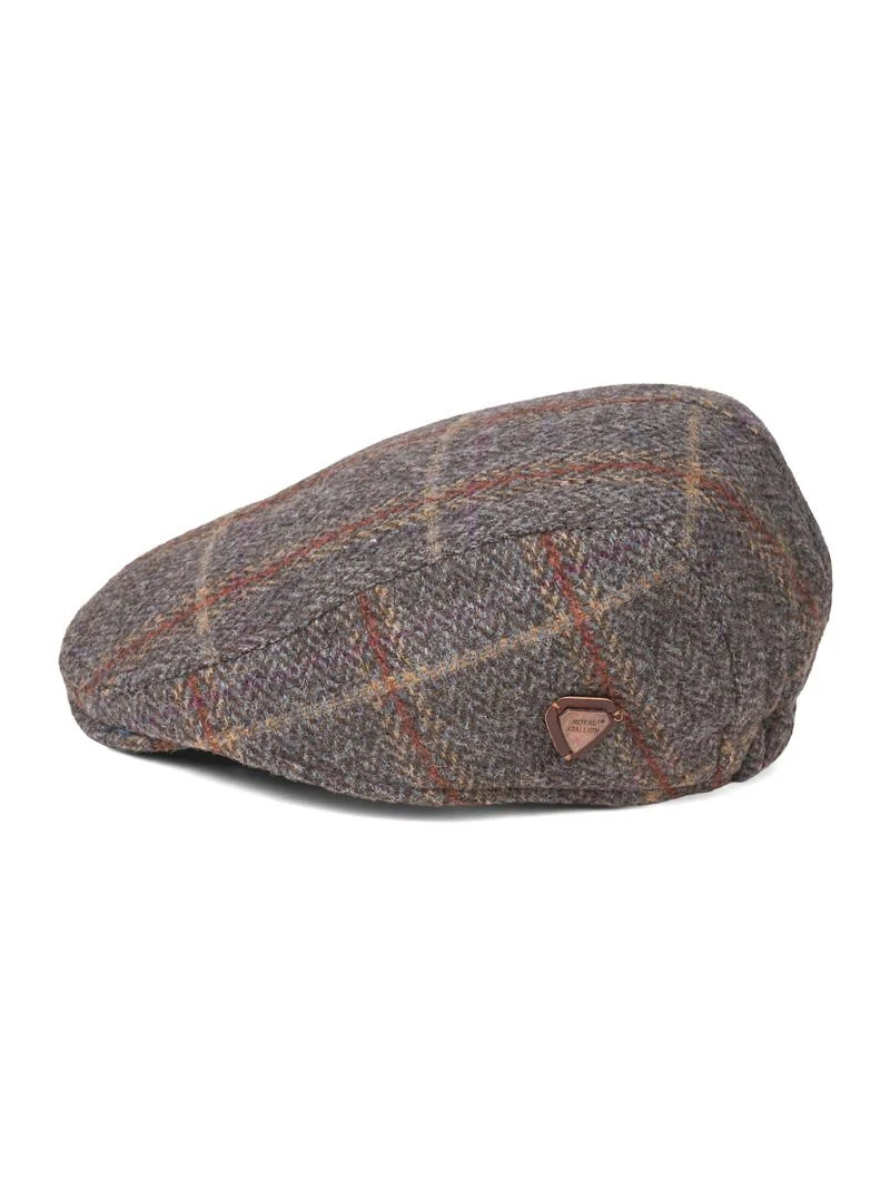 Franco Brown Check Tweed Flat Cap - Image 2