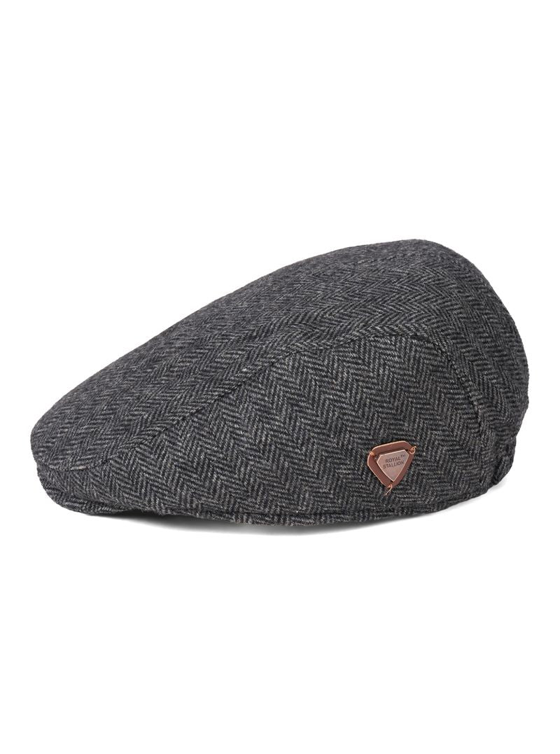 Franco Dark Grey Herringbone Flat Cap - Image 2