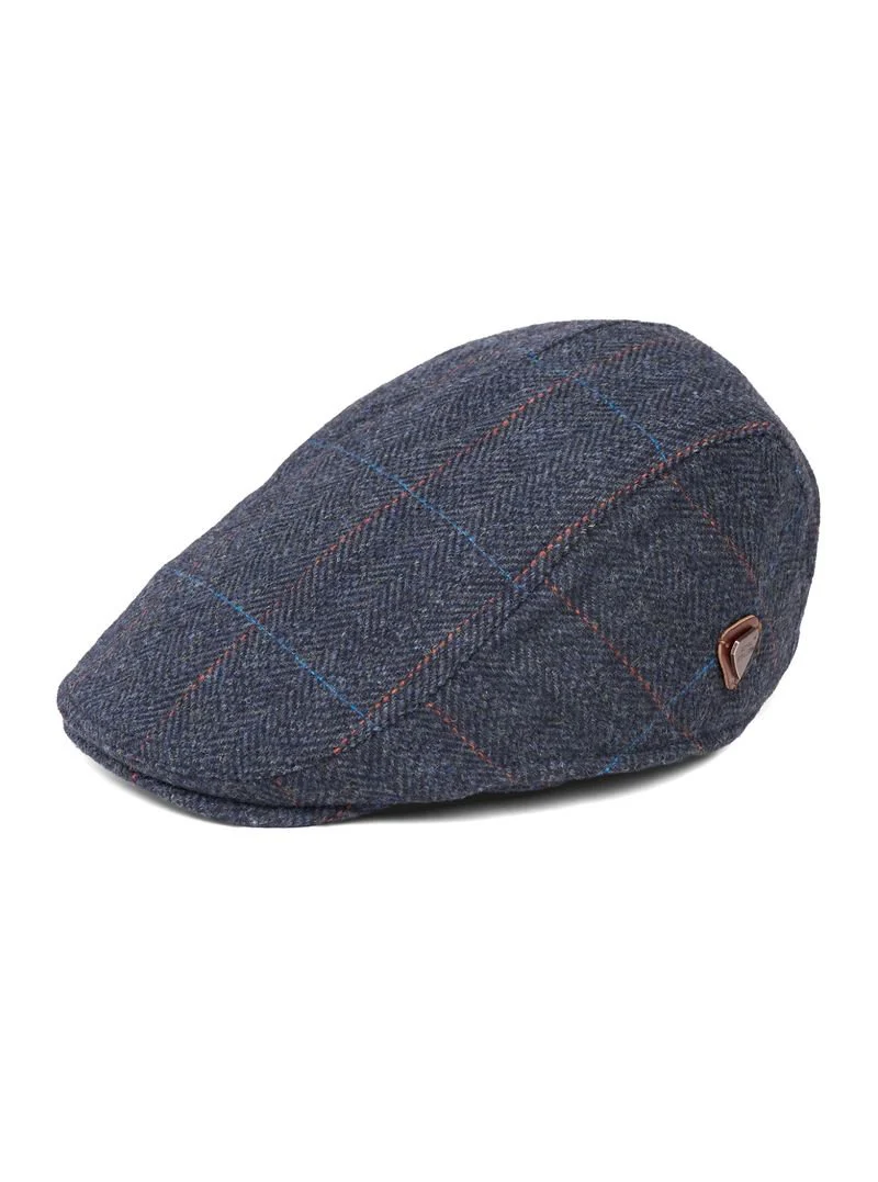 Franco Navy Check Flat Cap - Image 2