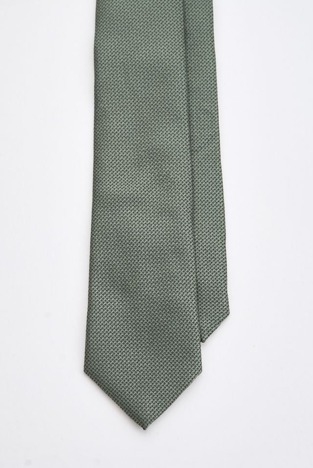 Green Textured Tie Set with Tie Bar & Cufflinks - Image 2