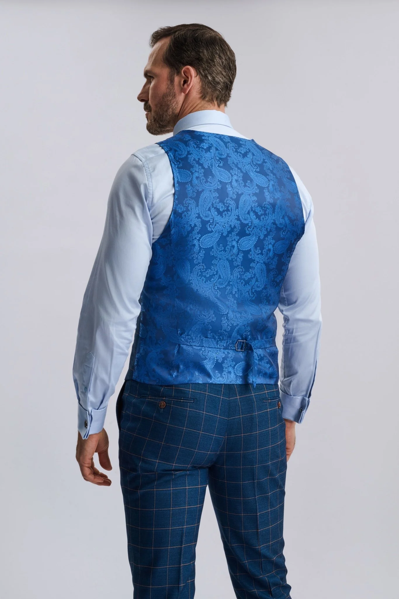 Hamleys Men's Navy Check Three Piece Suit - Image 3