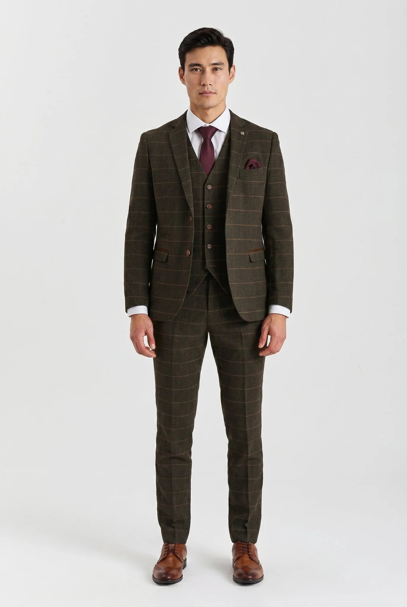 Harris Green Herringbone Tweed Check Three Piece Suit - Image 2