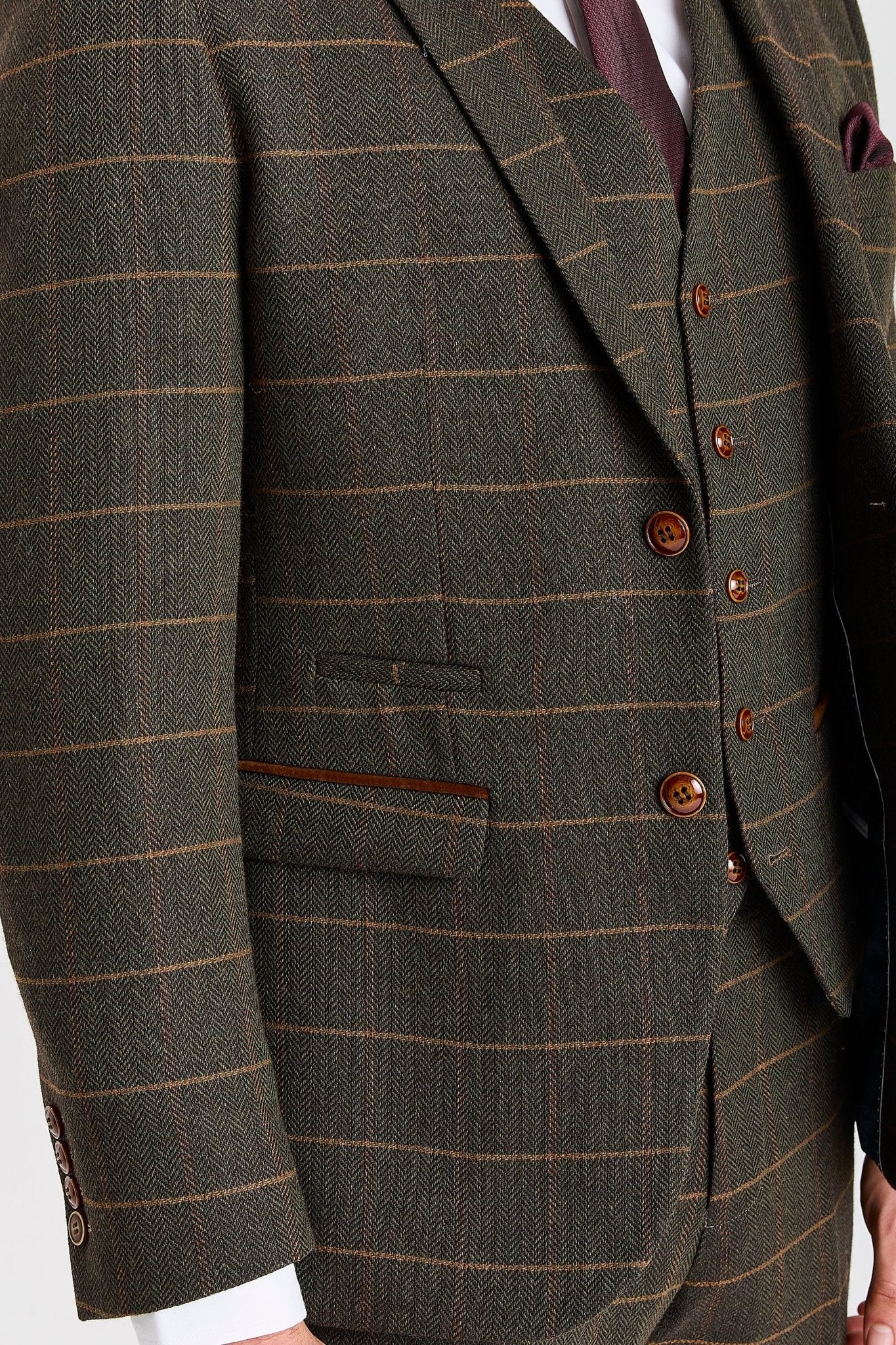 Harris Green Herringbone Tweed Check Three Piece Suit - Image 4