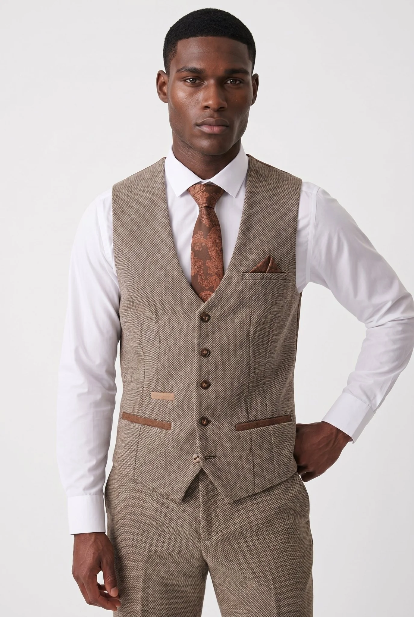 Hayden - Tan Crossweave Three Piece Suit - Image 9