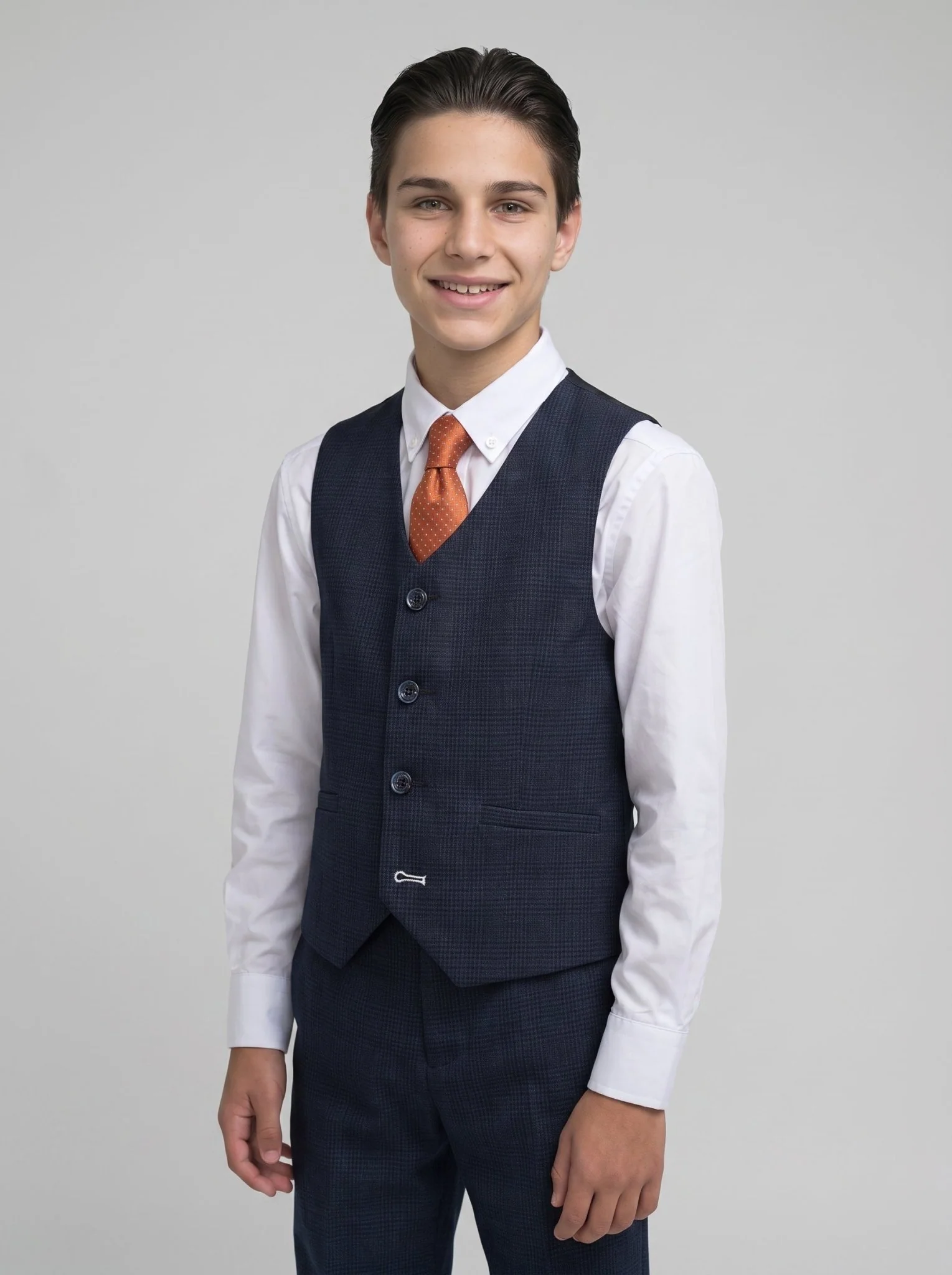Boys Caridi Navy Three Piece Suit - Image 3
