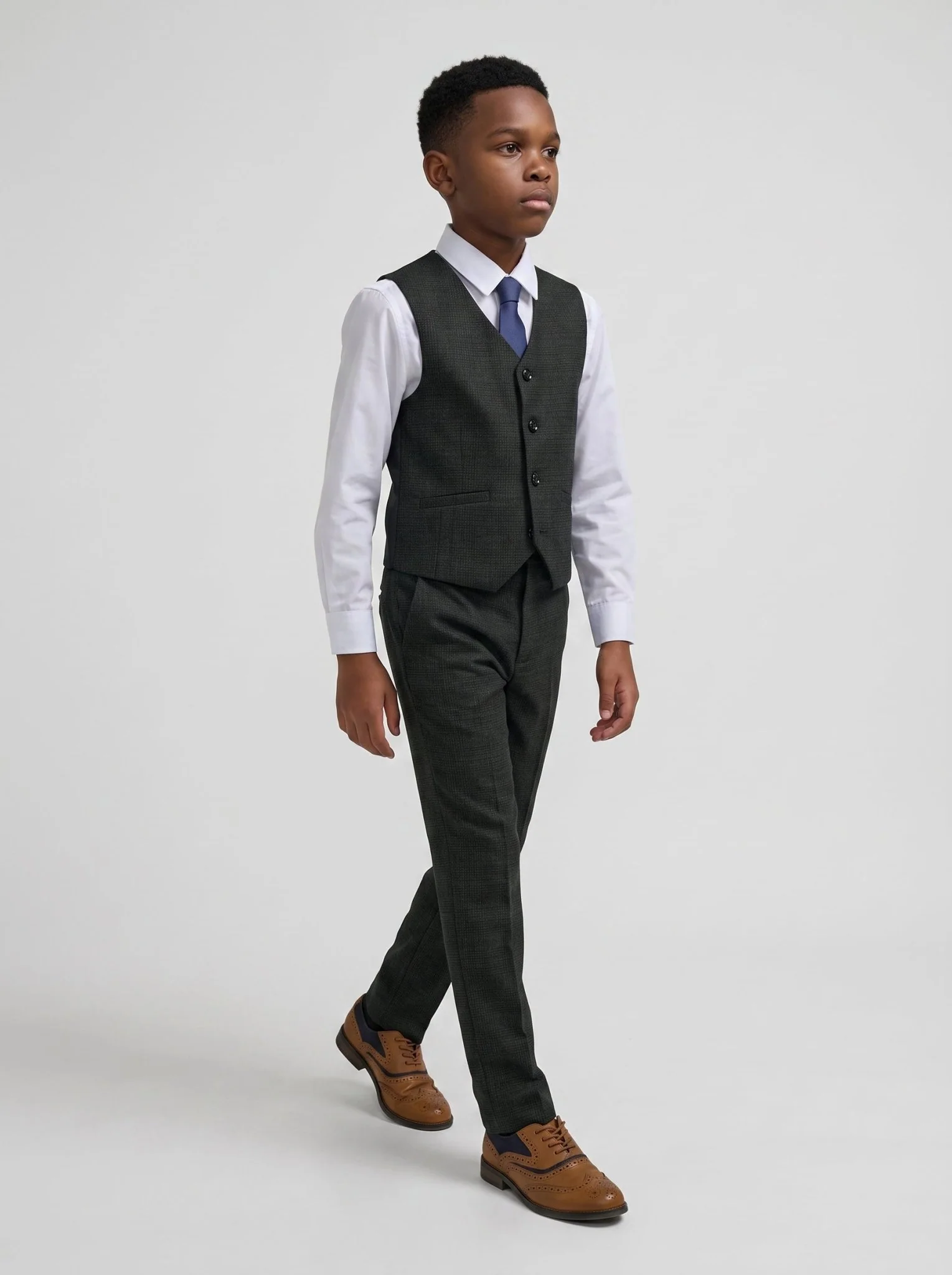 Boys Caridi Olive Three Piece Suit - Image 2