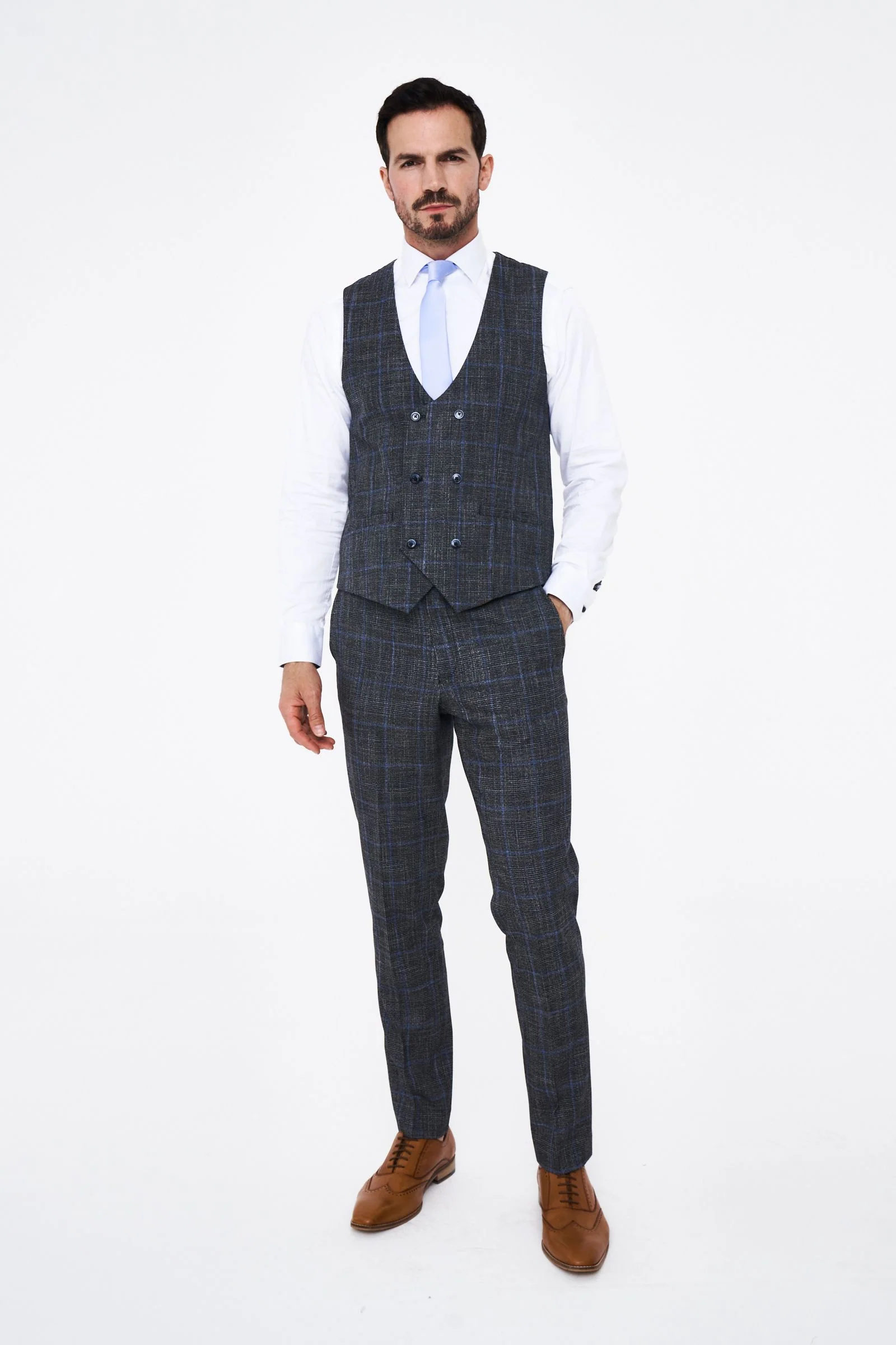 House of Cavani Power Grey Tweed Slim Fit Suit - Image 13