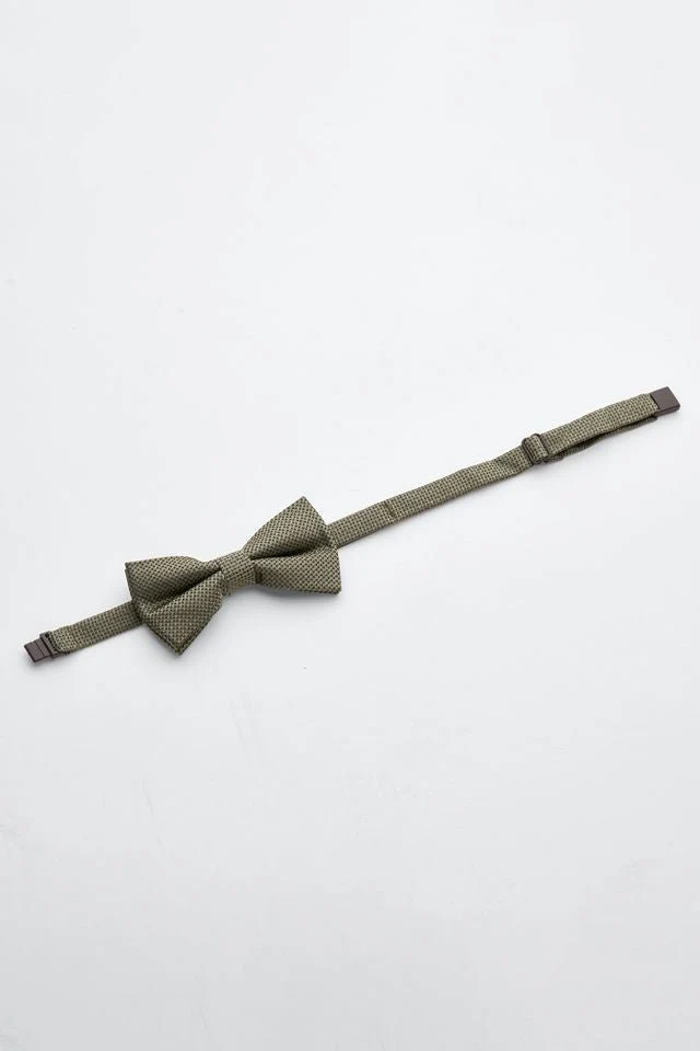 Junior Olive Textured Bow Tie - Image 2