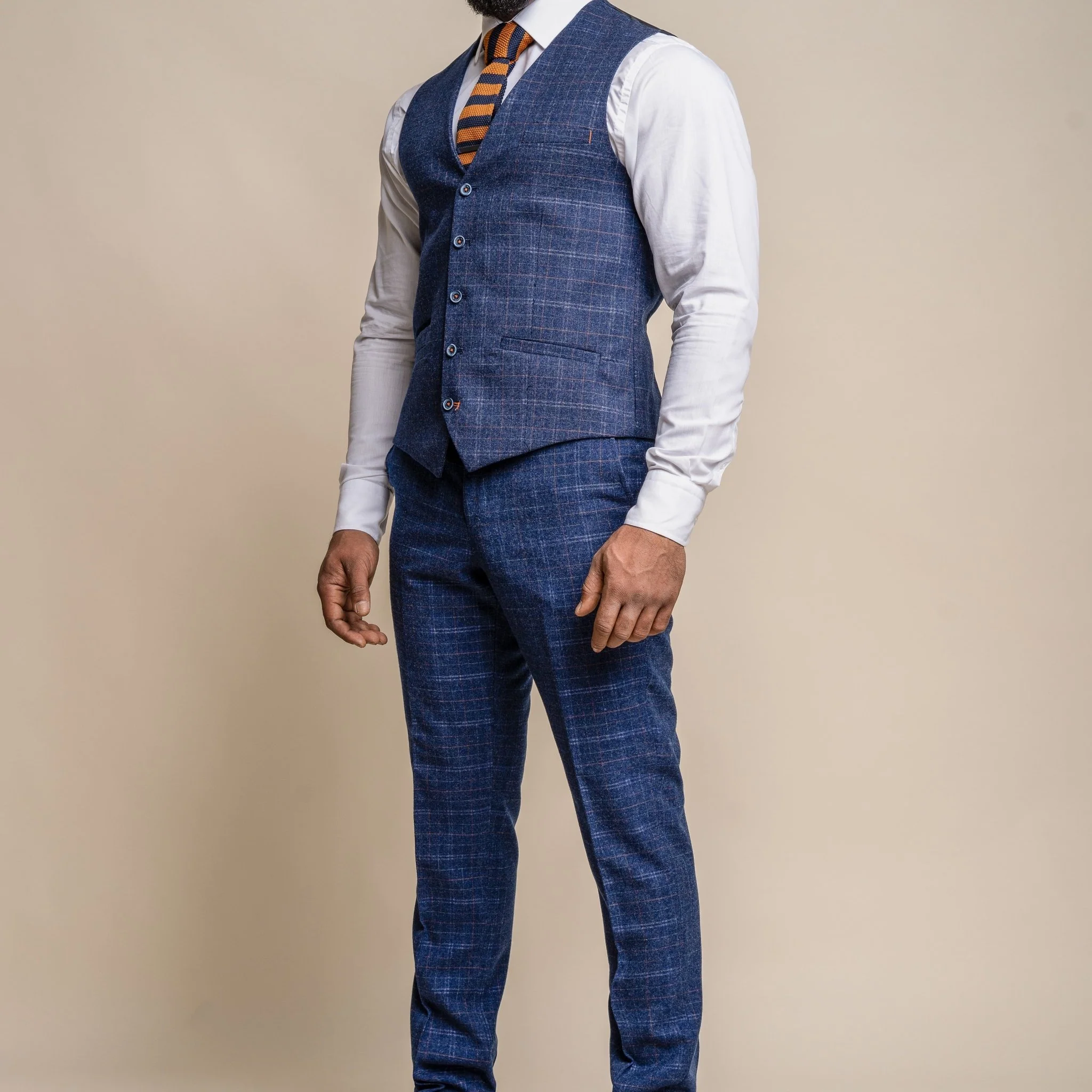 Kaiser blue checked waistcoat
