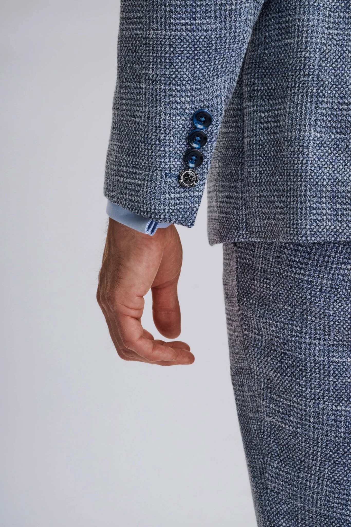 Kris - Sky Blue Tweed Three Piece Suit - Image 6