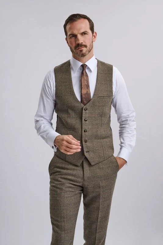 Kris - Tan Tweed Three Piece Suit - Image 2
