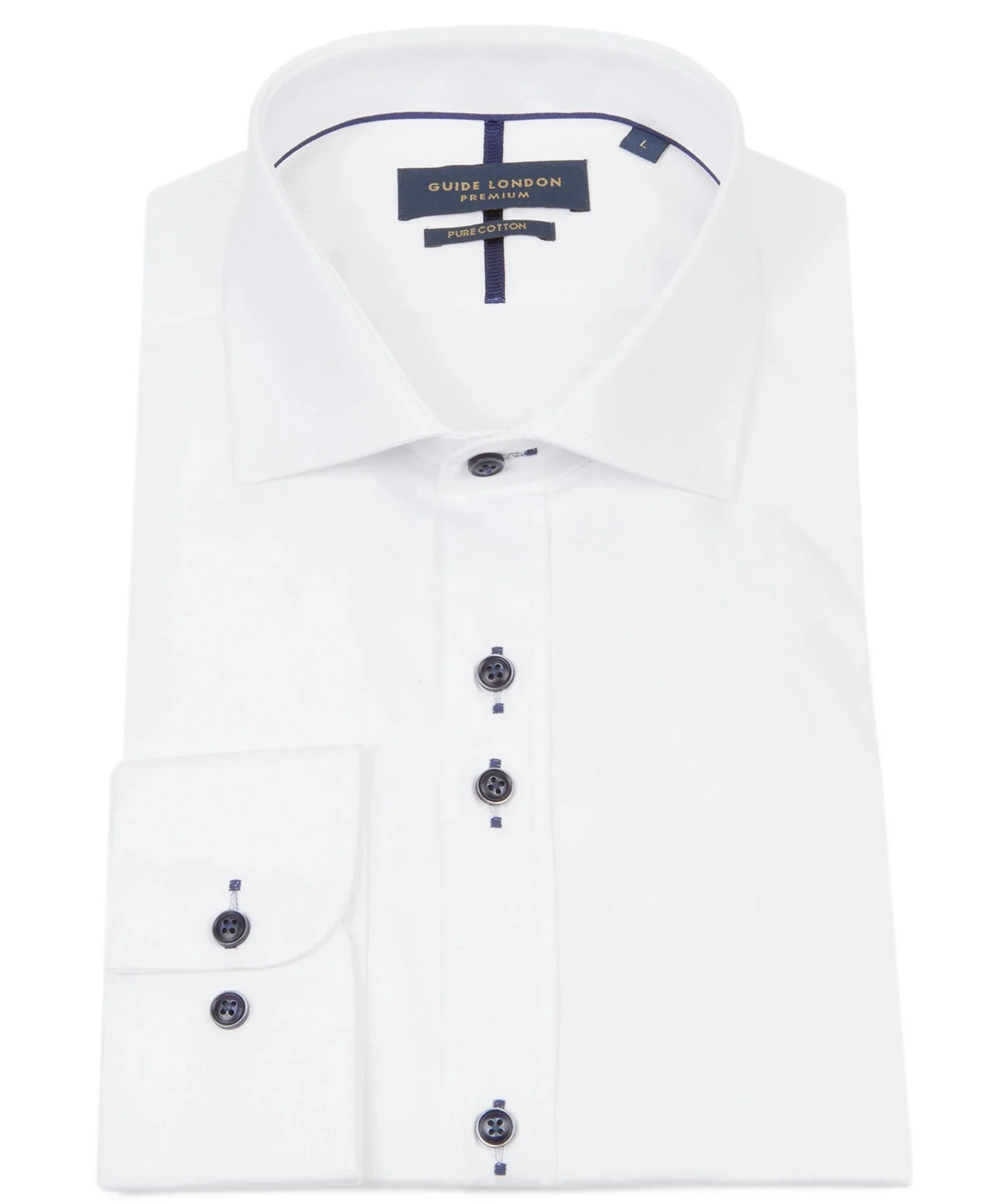 Long Sleeve Stitch Detail Classic White Shirt