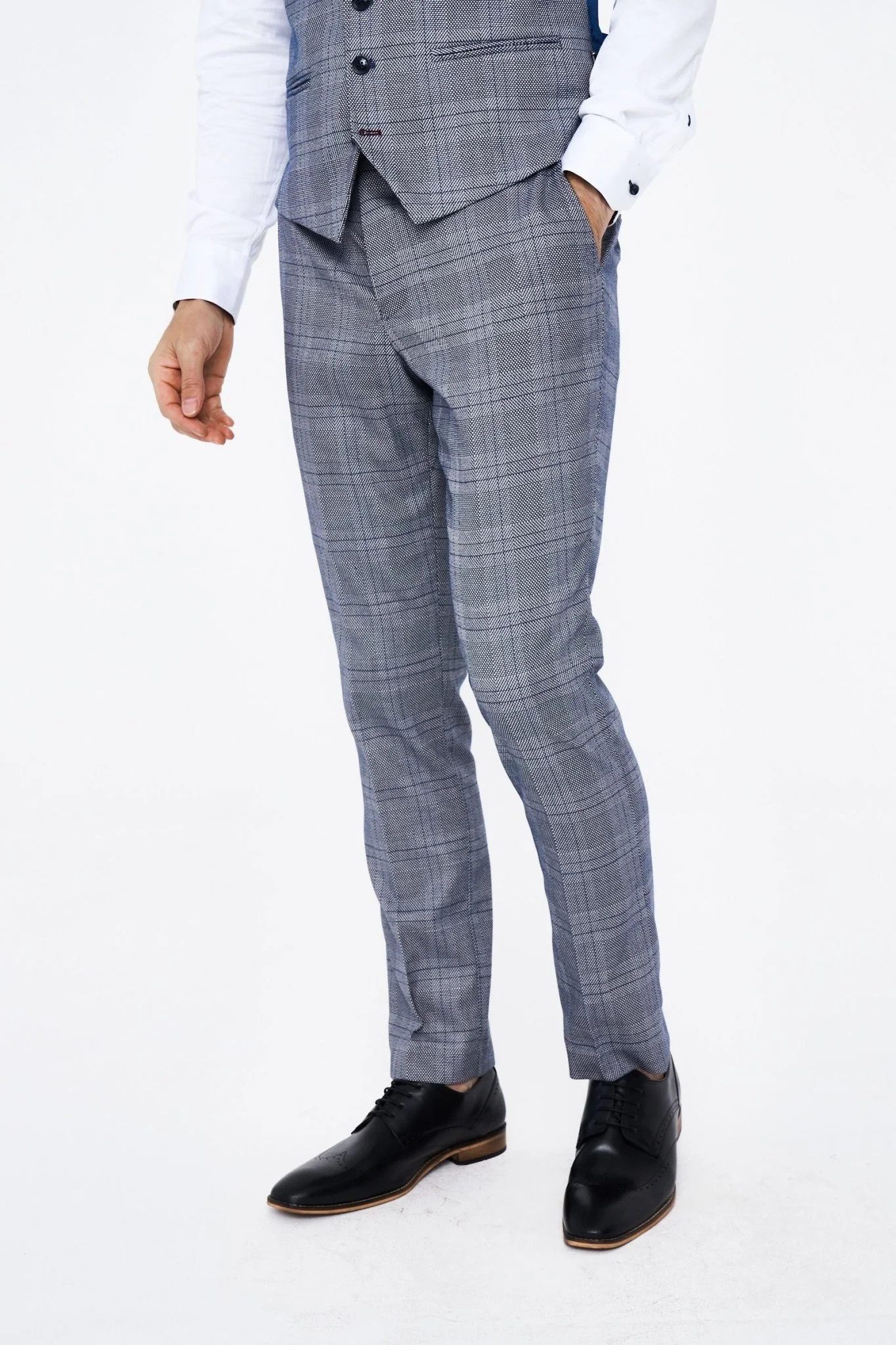 Marc Darcy Jerry Grey Check Three piece Suit - Image 8
