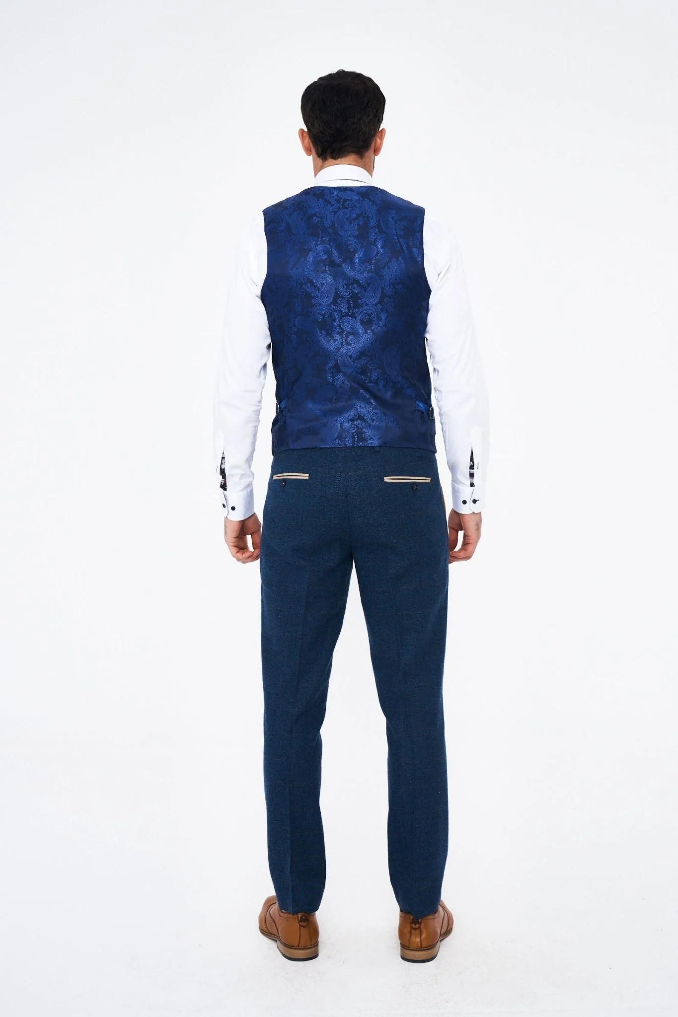 Marc Dracy Dion Blue Tweed Trousers - Image 3