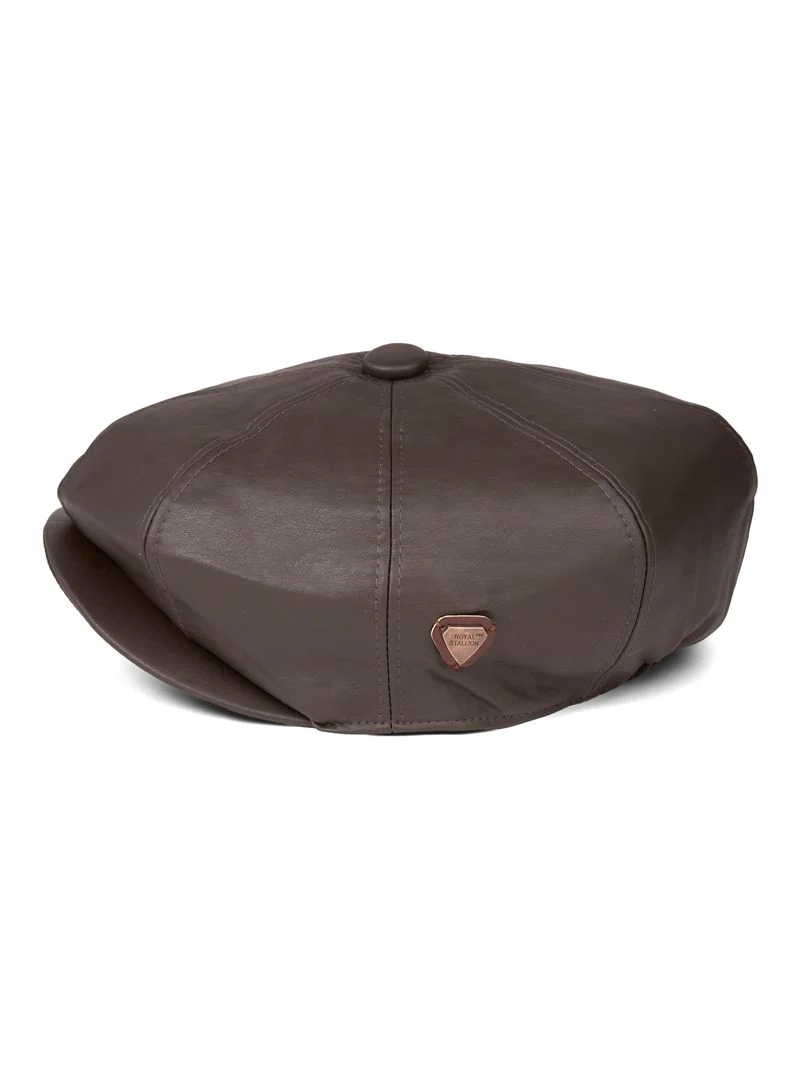 Paolo Brown Leather Flat Cap - Image 3