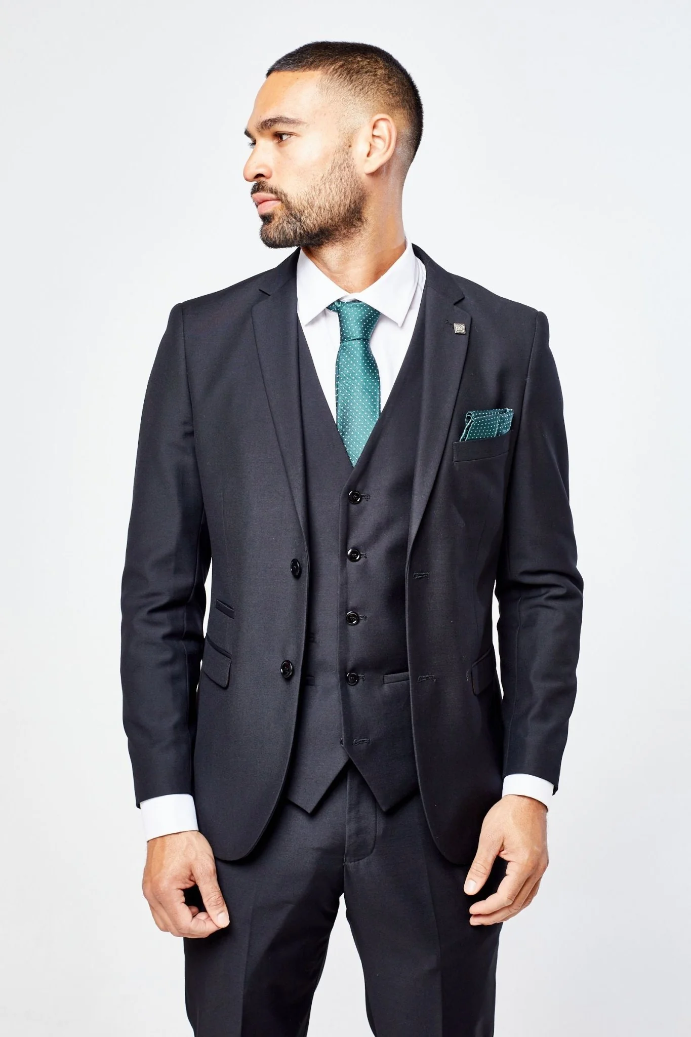 Parker Black Men's Three Piece Suit - Image 4