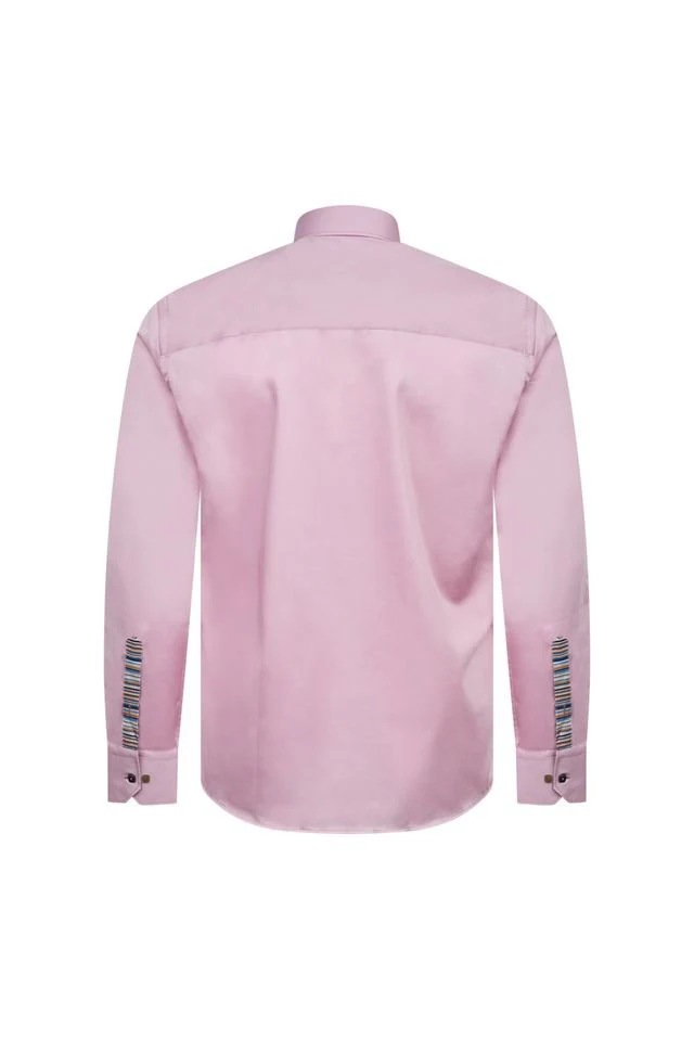 Pink Shirt with Stripe Trim - Image 3