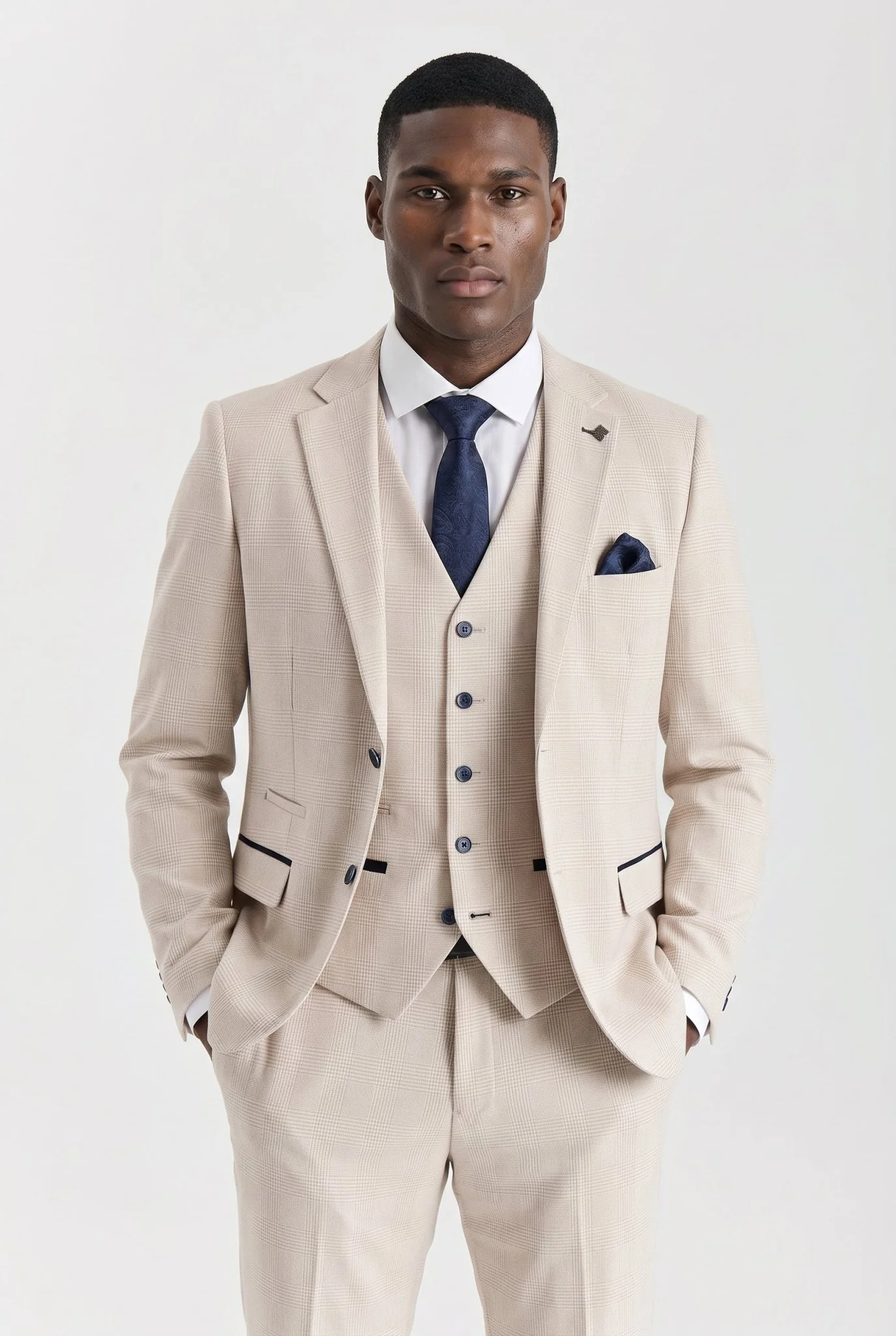 Regent Cream Check Three Piece Suit