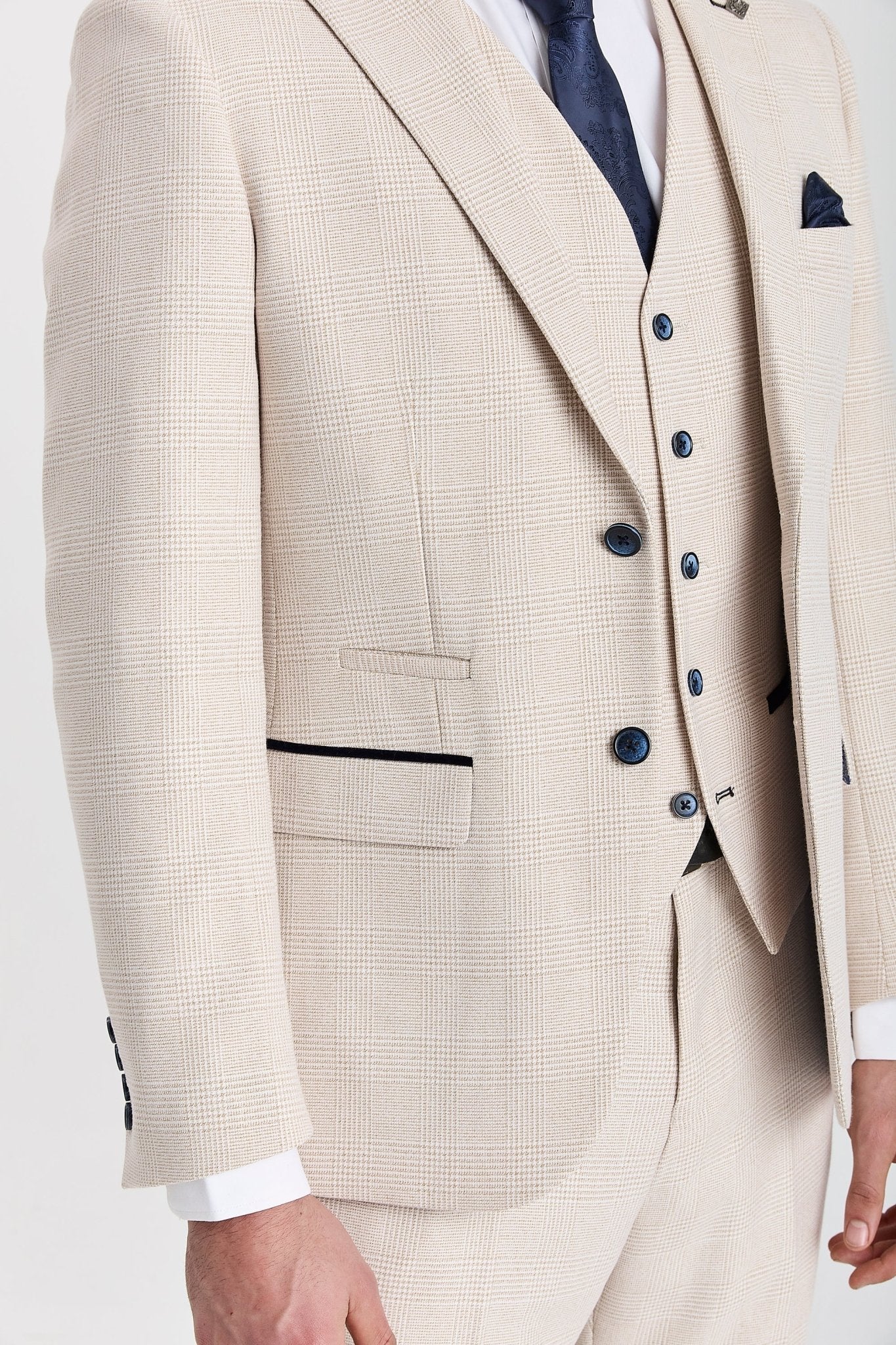 Regent Cream Check Three Piece Suit - Image 3