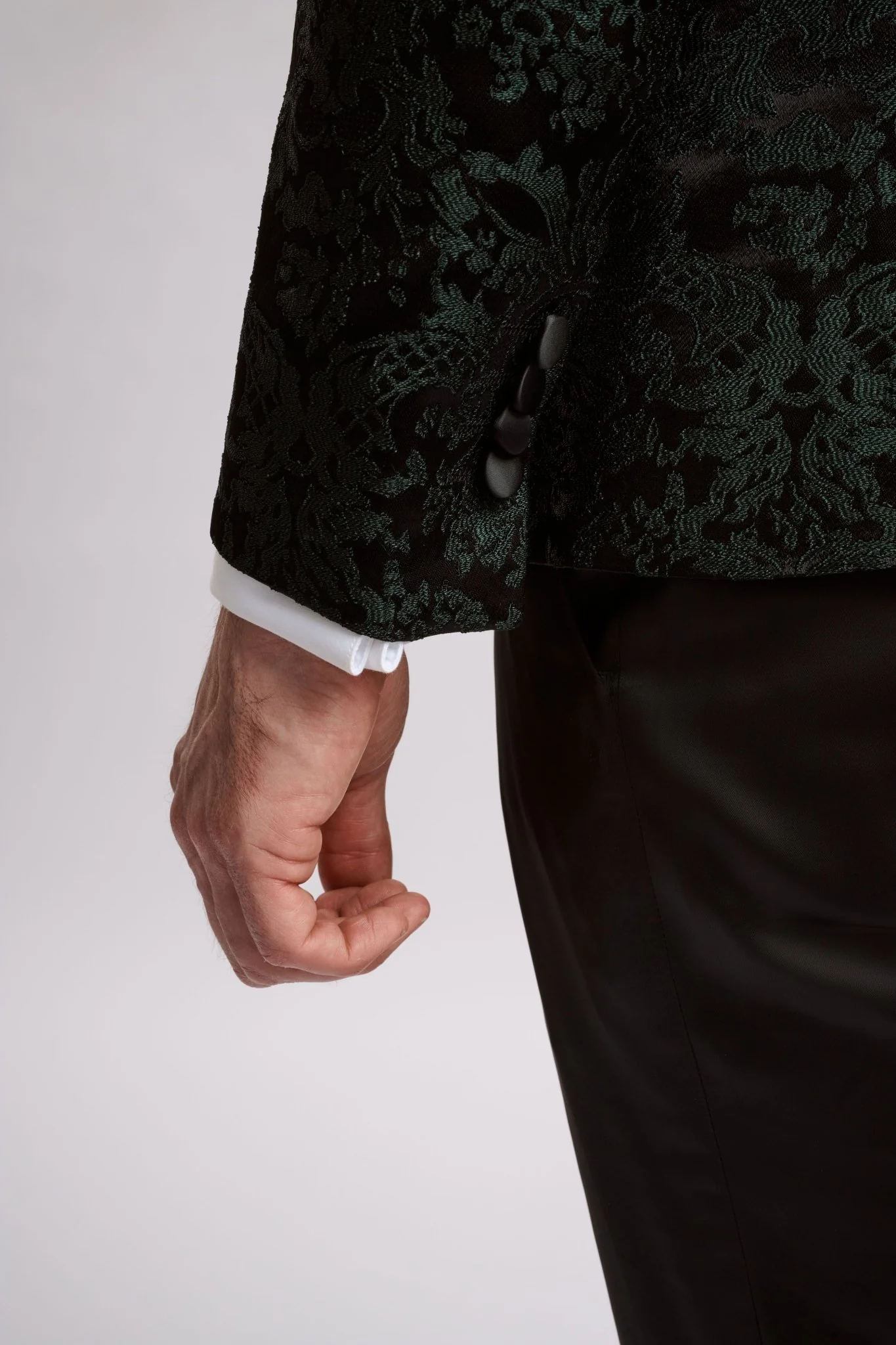 Santoro Milan's Paisley Three Piece  Brocade Olive Suit - Image 6