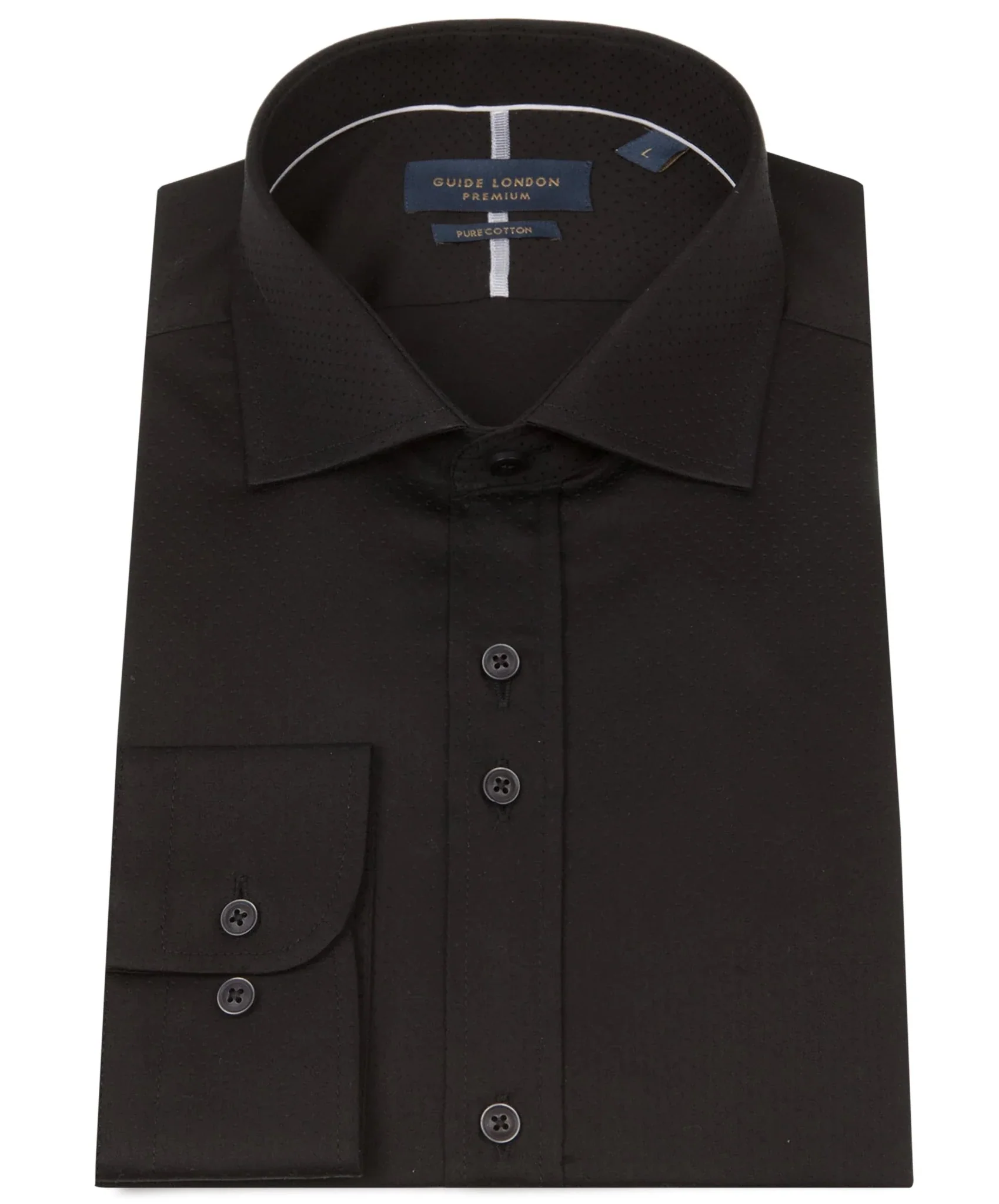 Long Sleeve Stitch Detail Classic Black Shirt