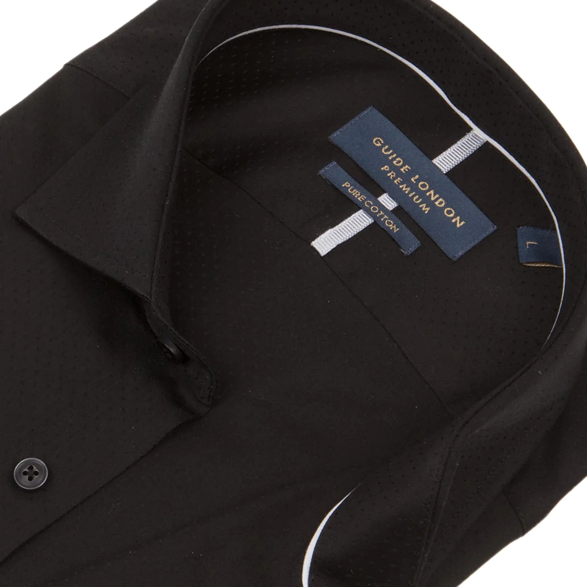 Long Sleeve Stitch Detail Classic Black Shirt - Image 2