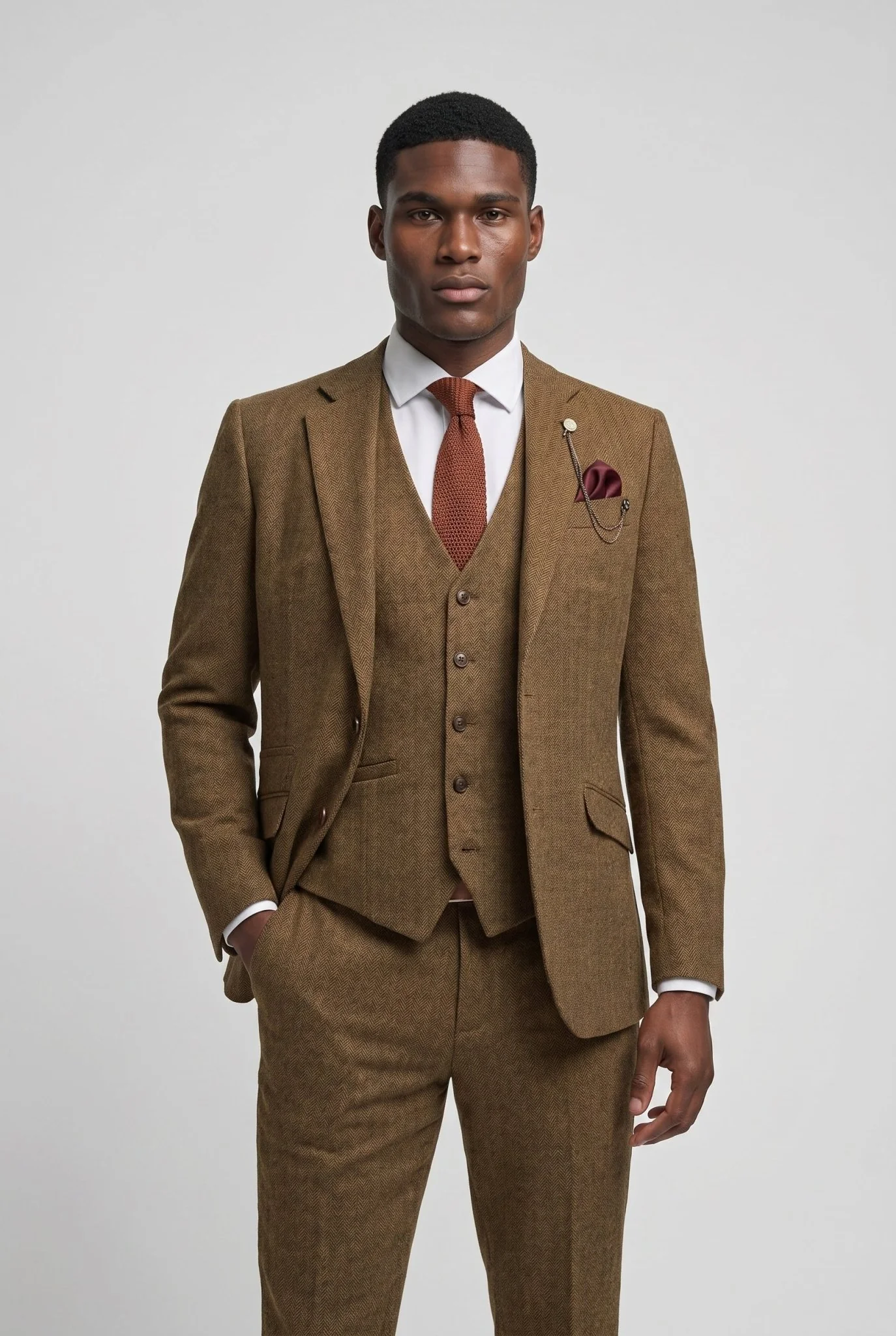 Thomas Brown Tweed Three Piece Suit - Image 2