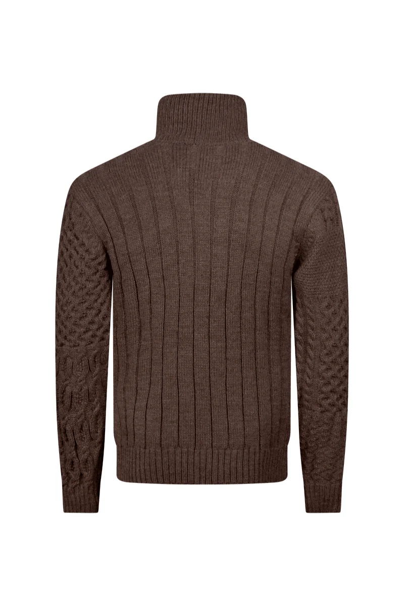 Torino Cross-Collar Knit Jacket - Espresso Brown - Image 2
