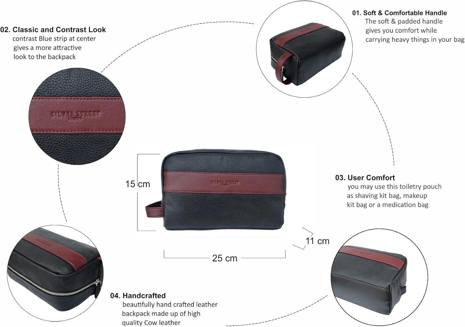 Walter Leather Washbag - Oxblood - Image 6